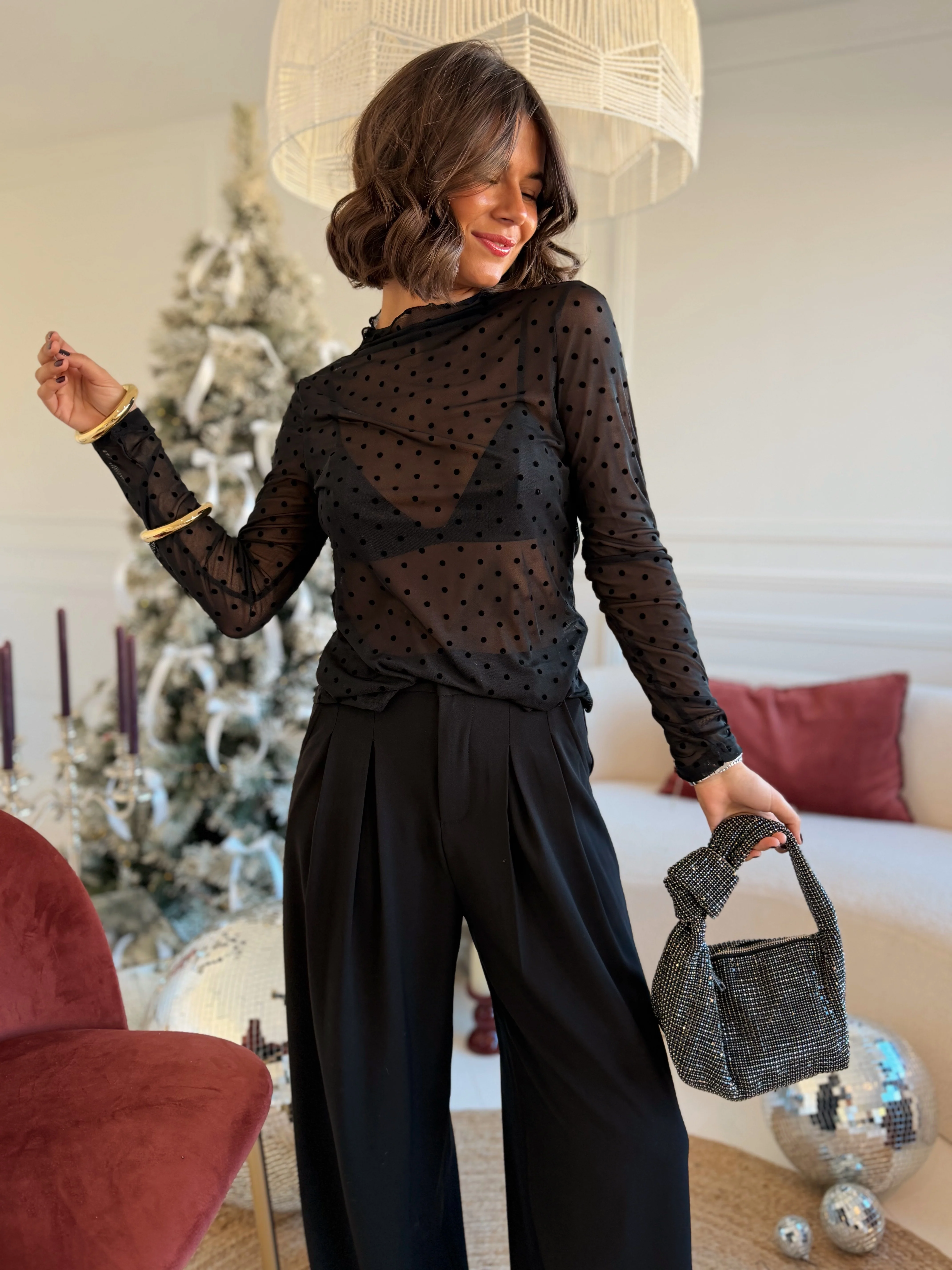 Pantalon NICO à pinces noir - Image 3