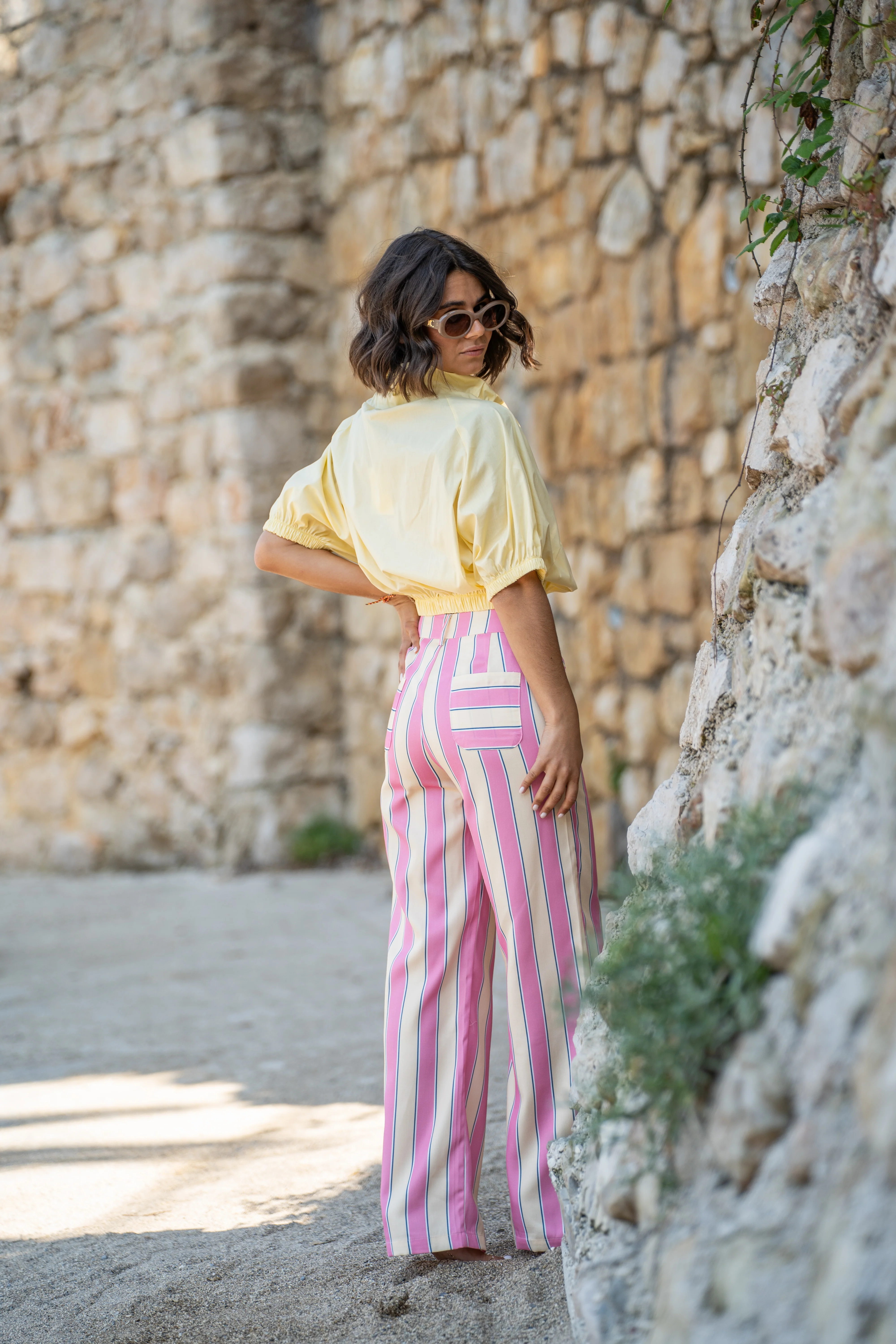Pantalon RAYÉ jaune&rose - Image 6