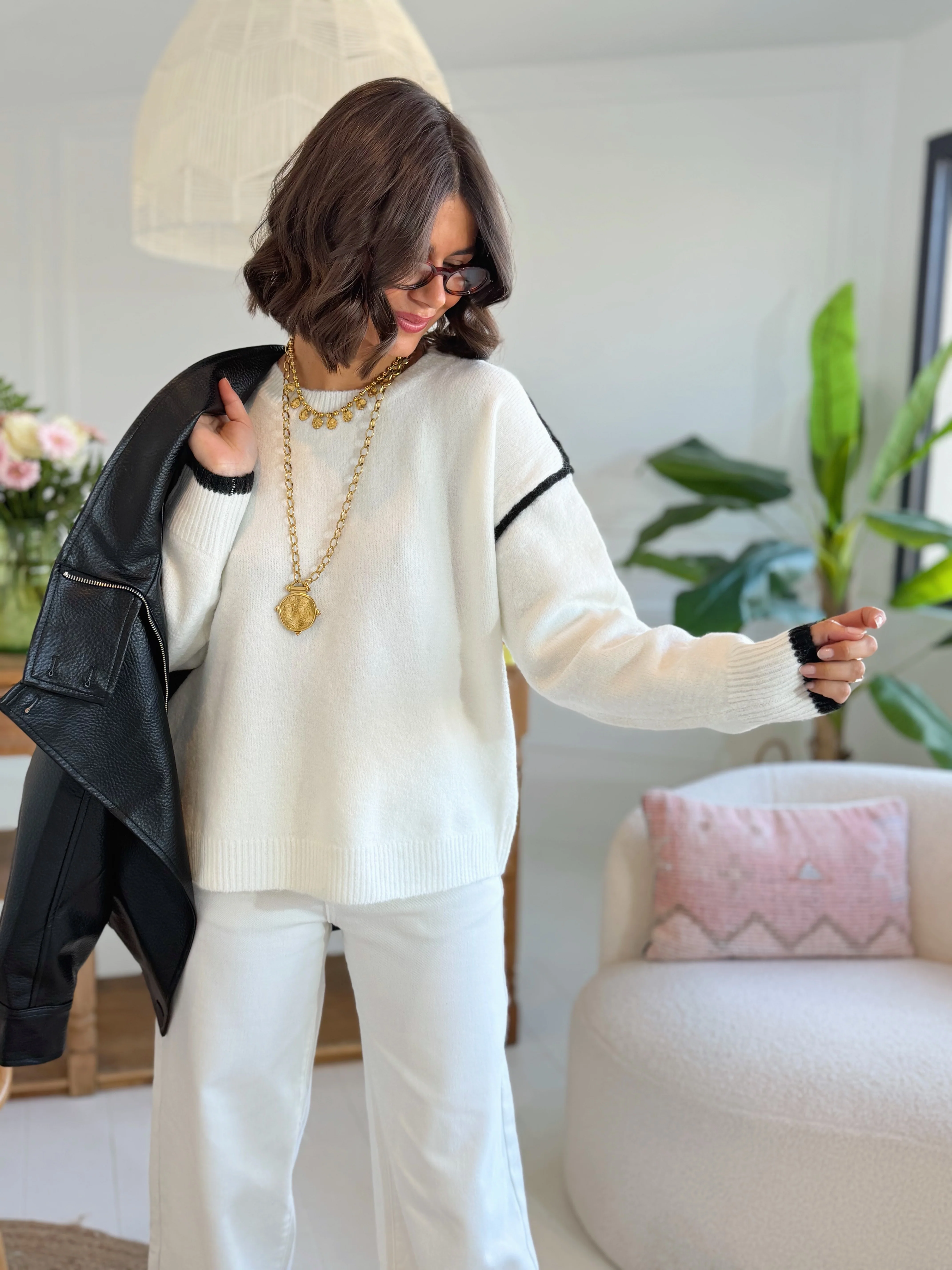 Pull BICOLORE blanc&noir