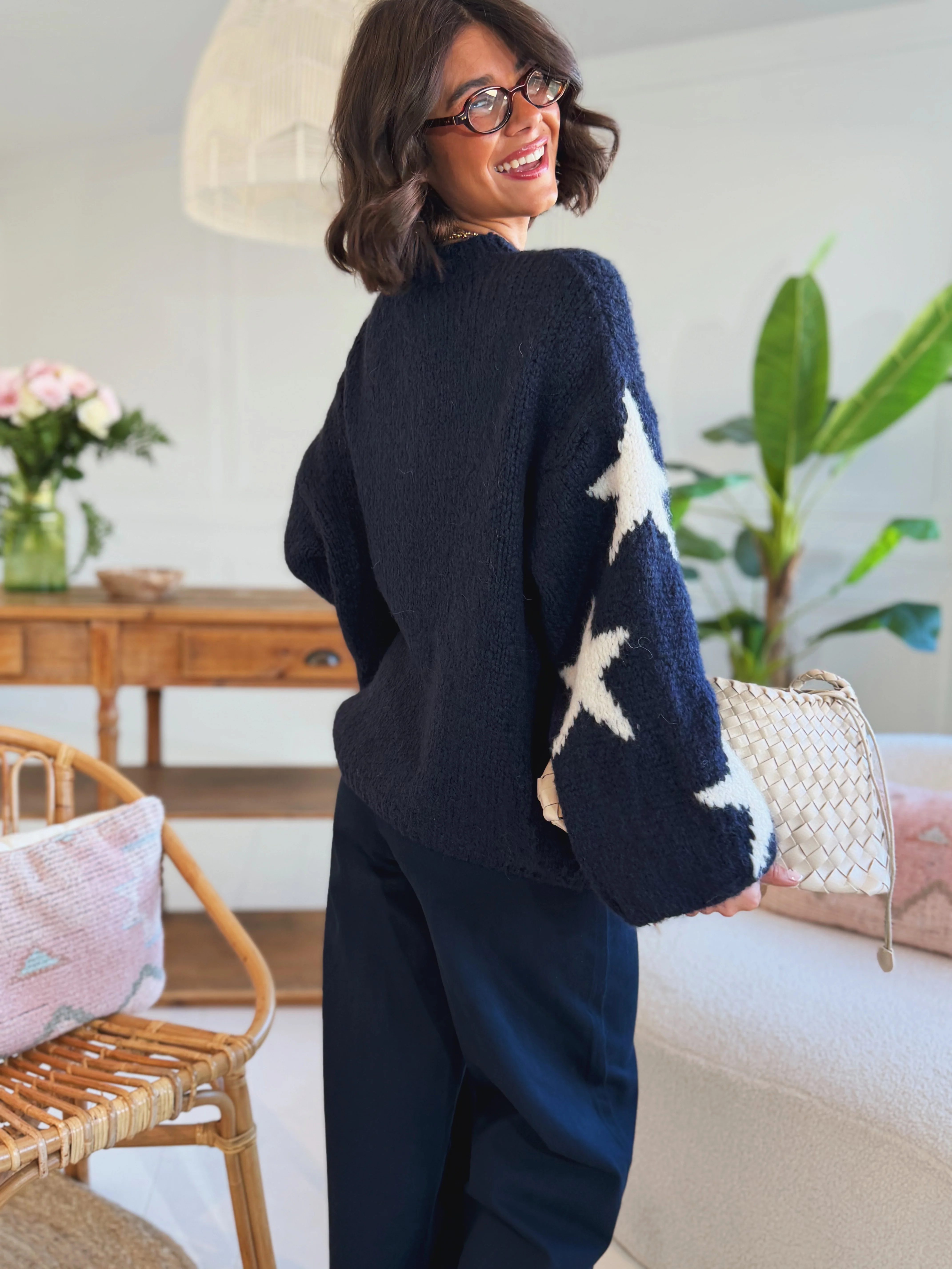 Pull ÉTOILE bleu marine&blanc - Image 3
