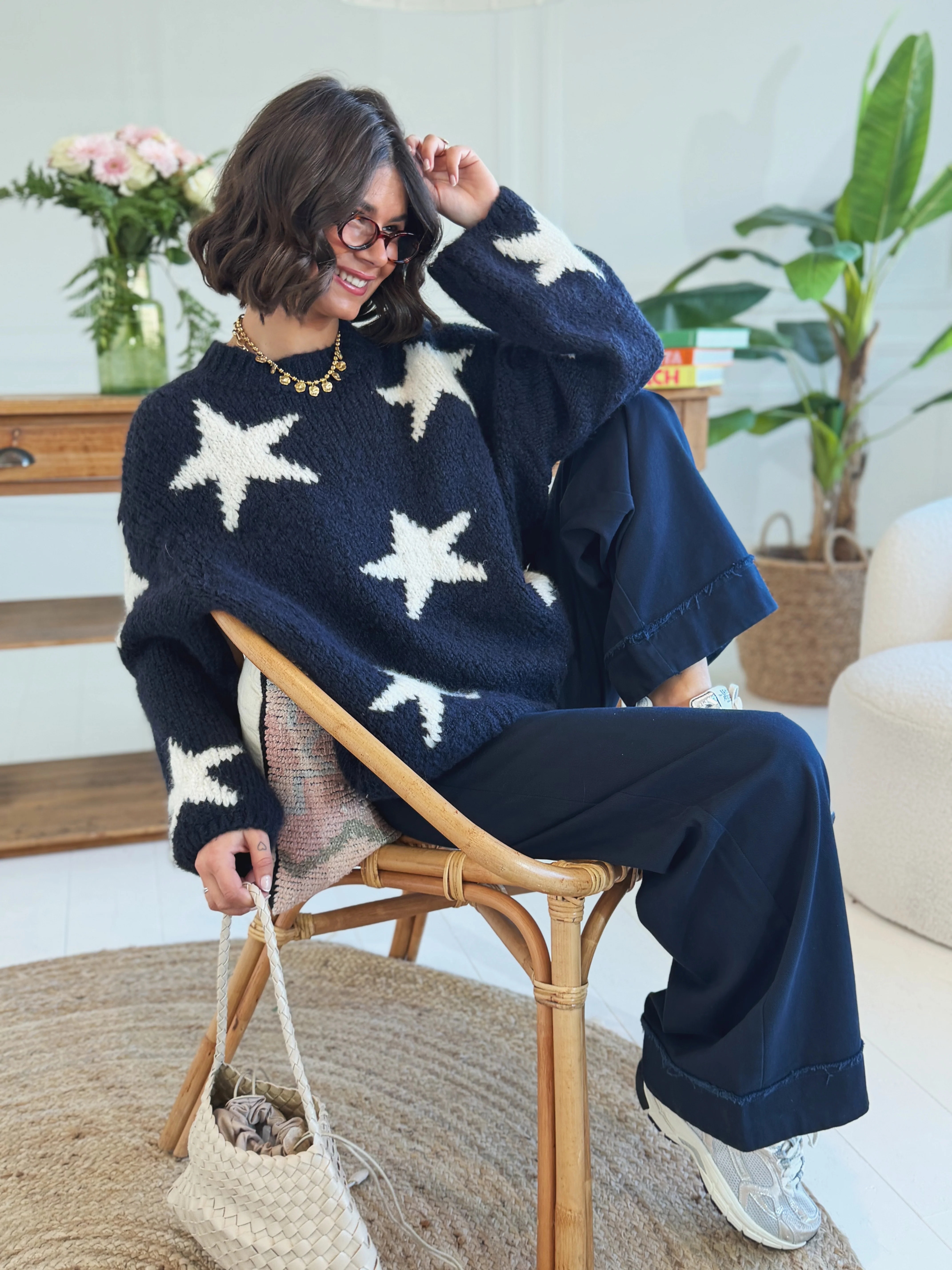 Pull ÉTOILE bleu marine&blanc - Image 5