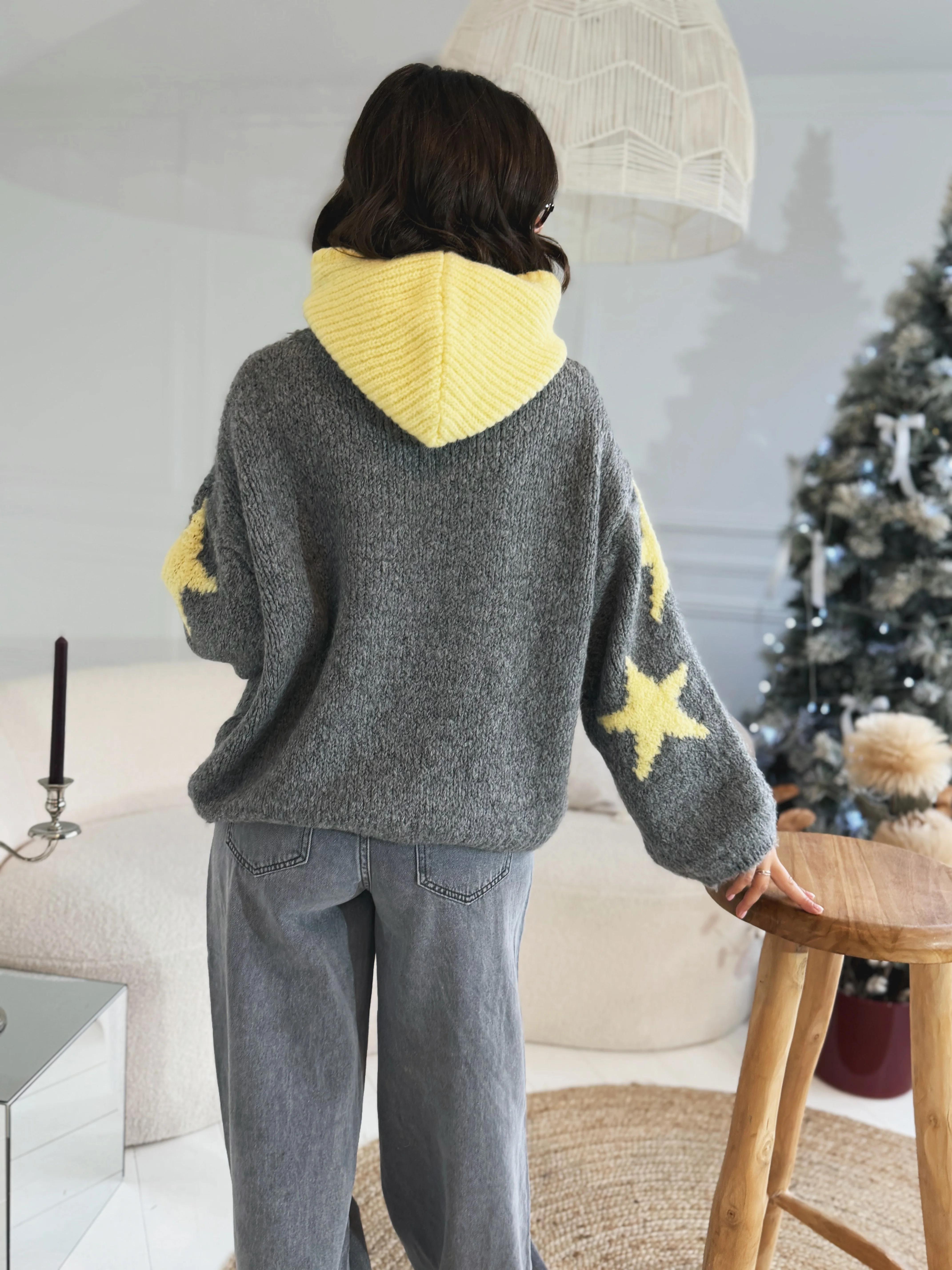 Pull ÉTOILE gris&jaune - Image 4