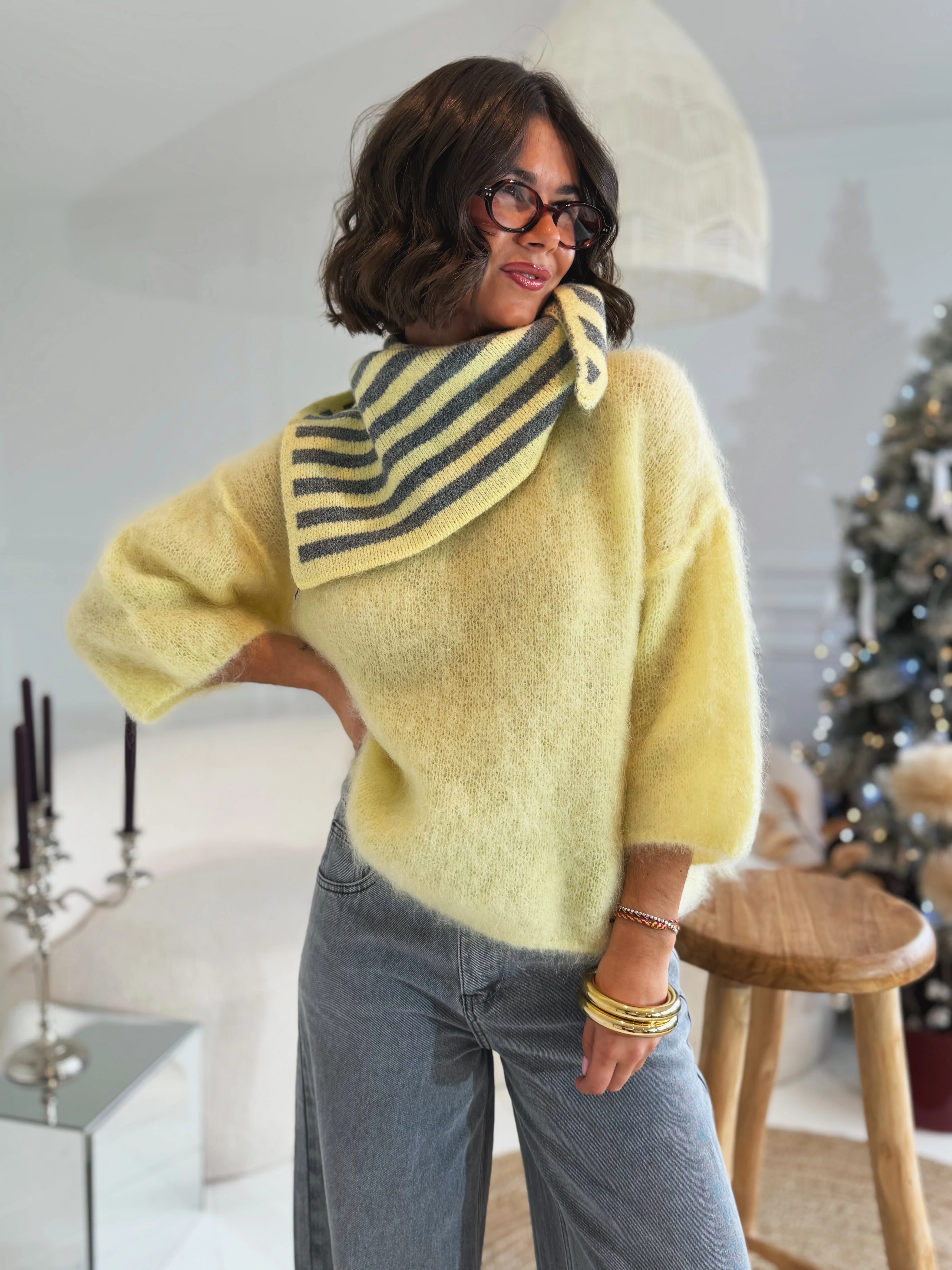 Pull manches 3/4 ZOÉ jaune - Image 3
