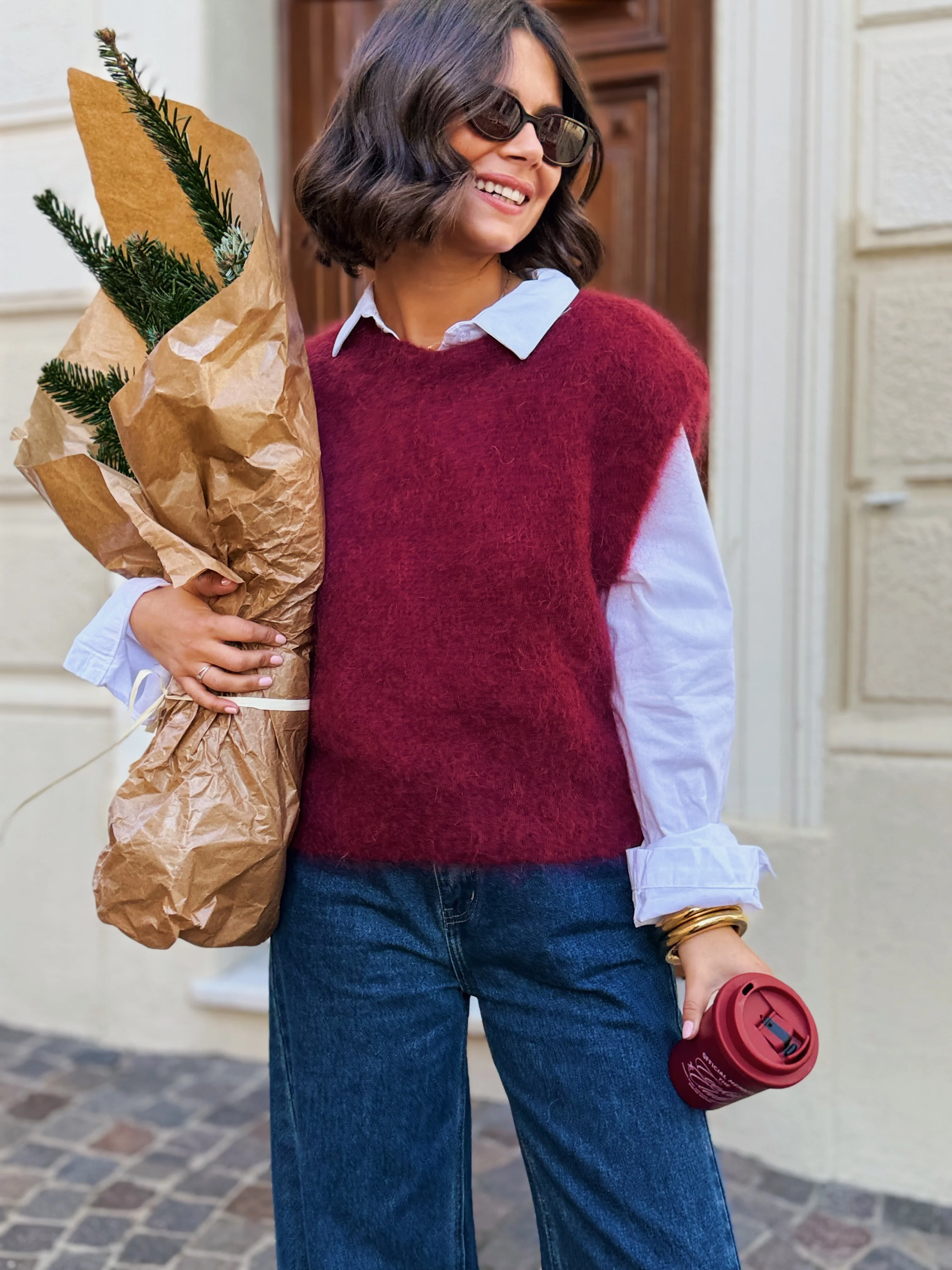 Pull sans manche MOHAIR bordeaux - Image 3