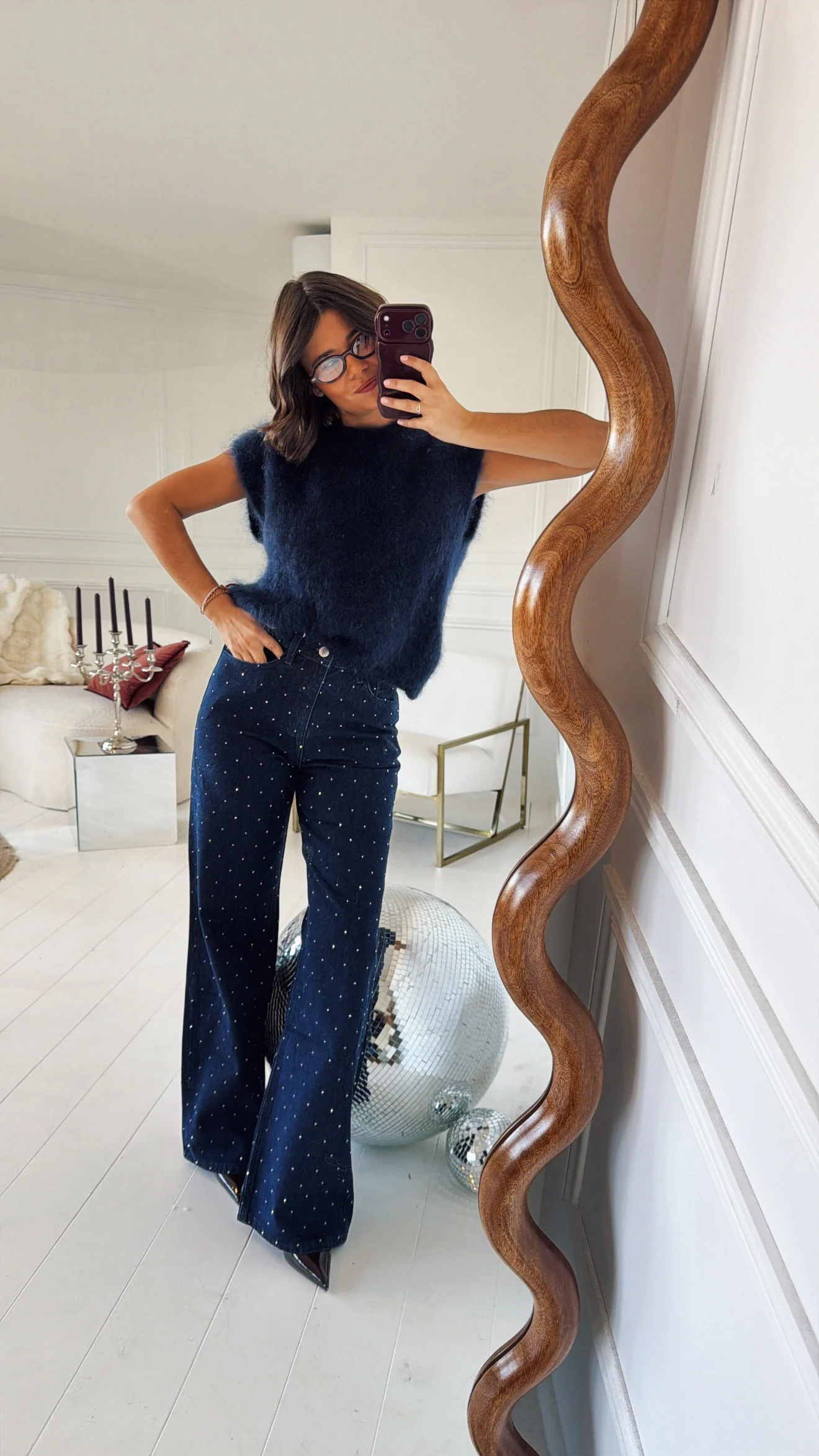 Pull sans manche MOHAIR marine - Image 2