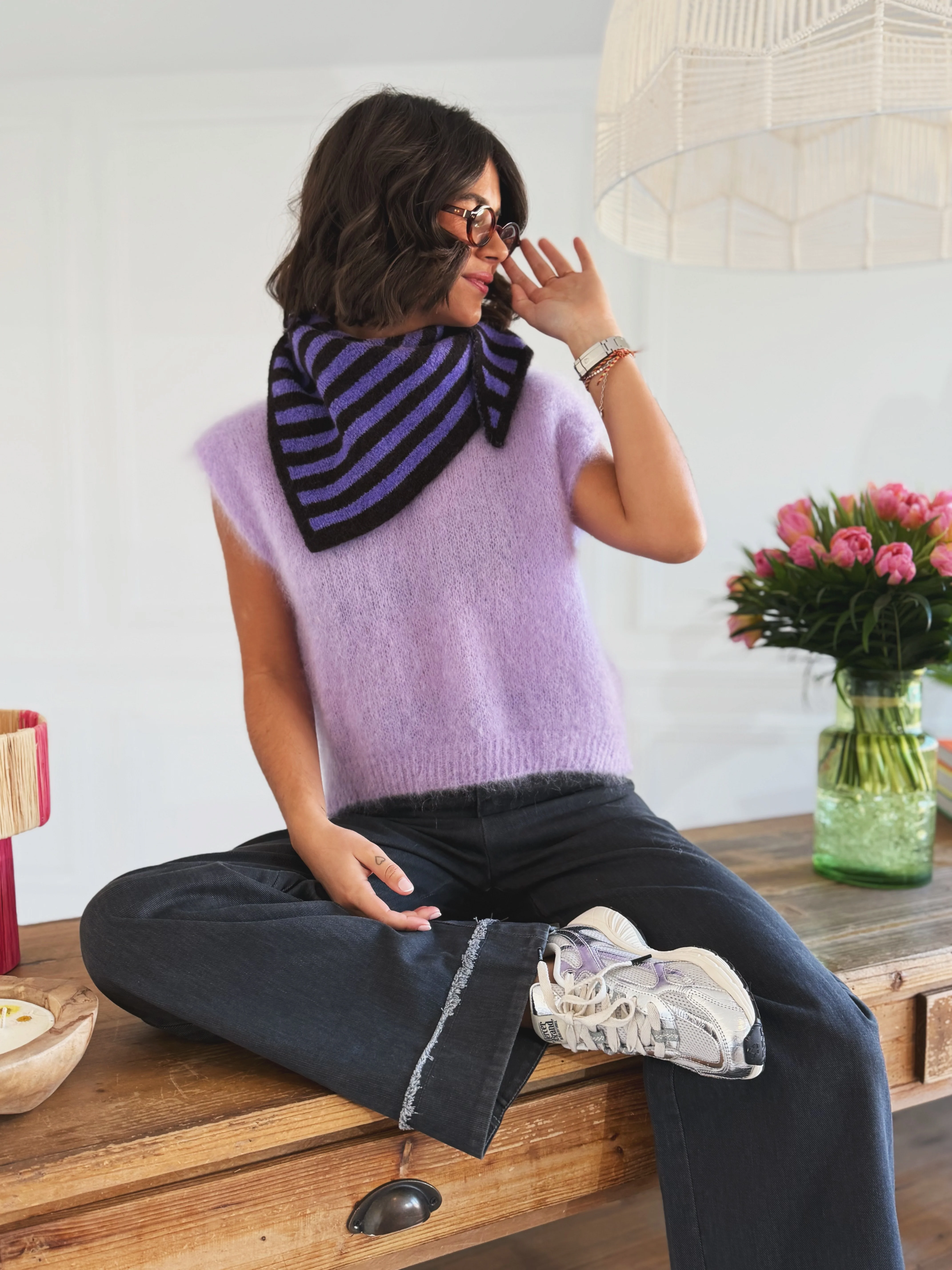Pull sans manche MOHAIR parme - Image 2