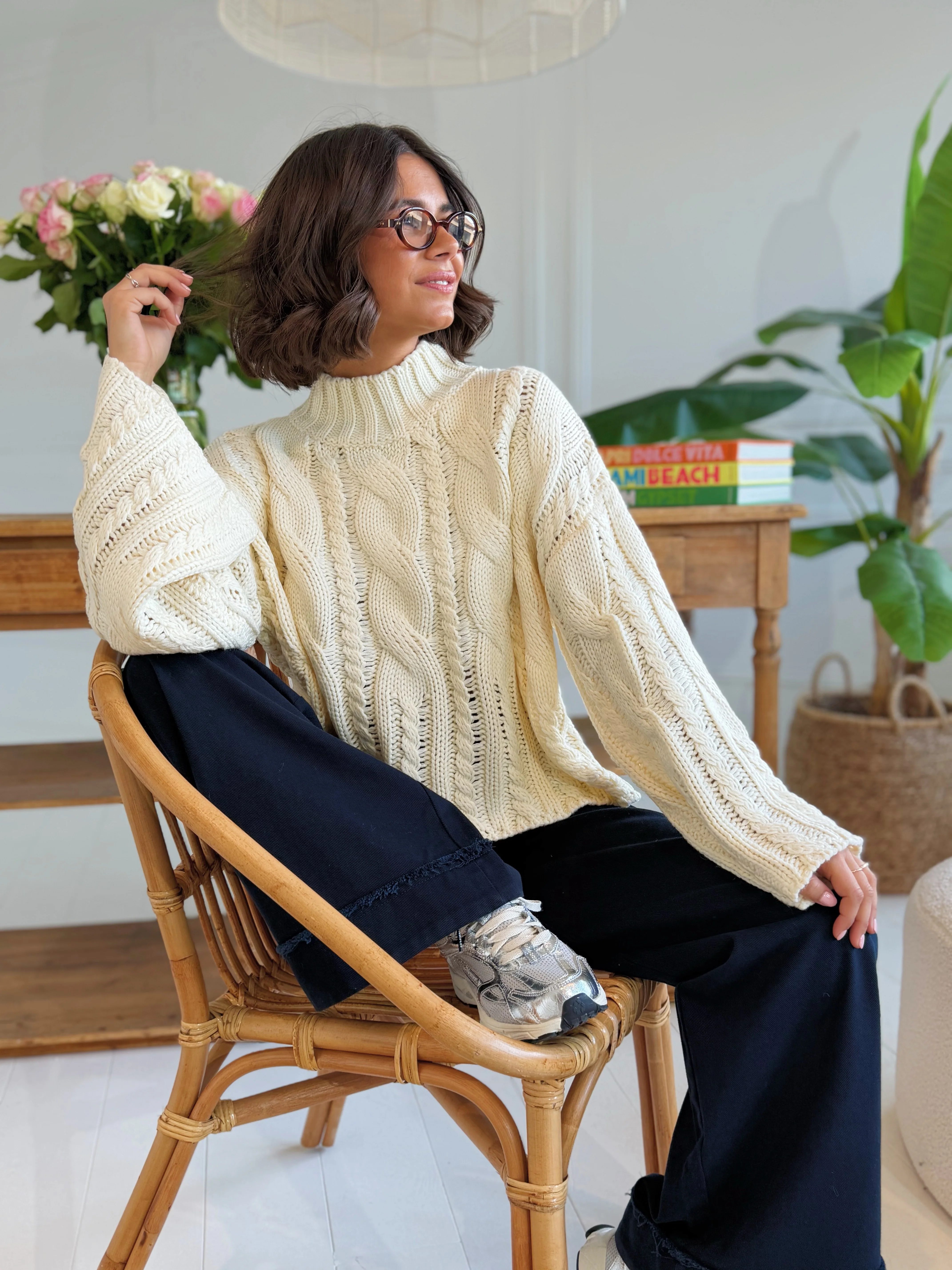 Pull TORSADÉ écru