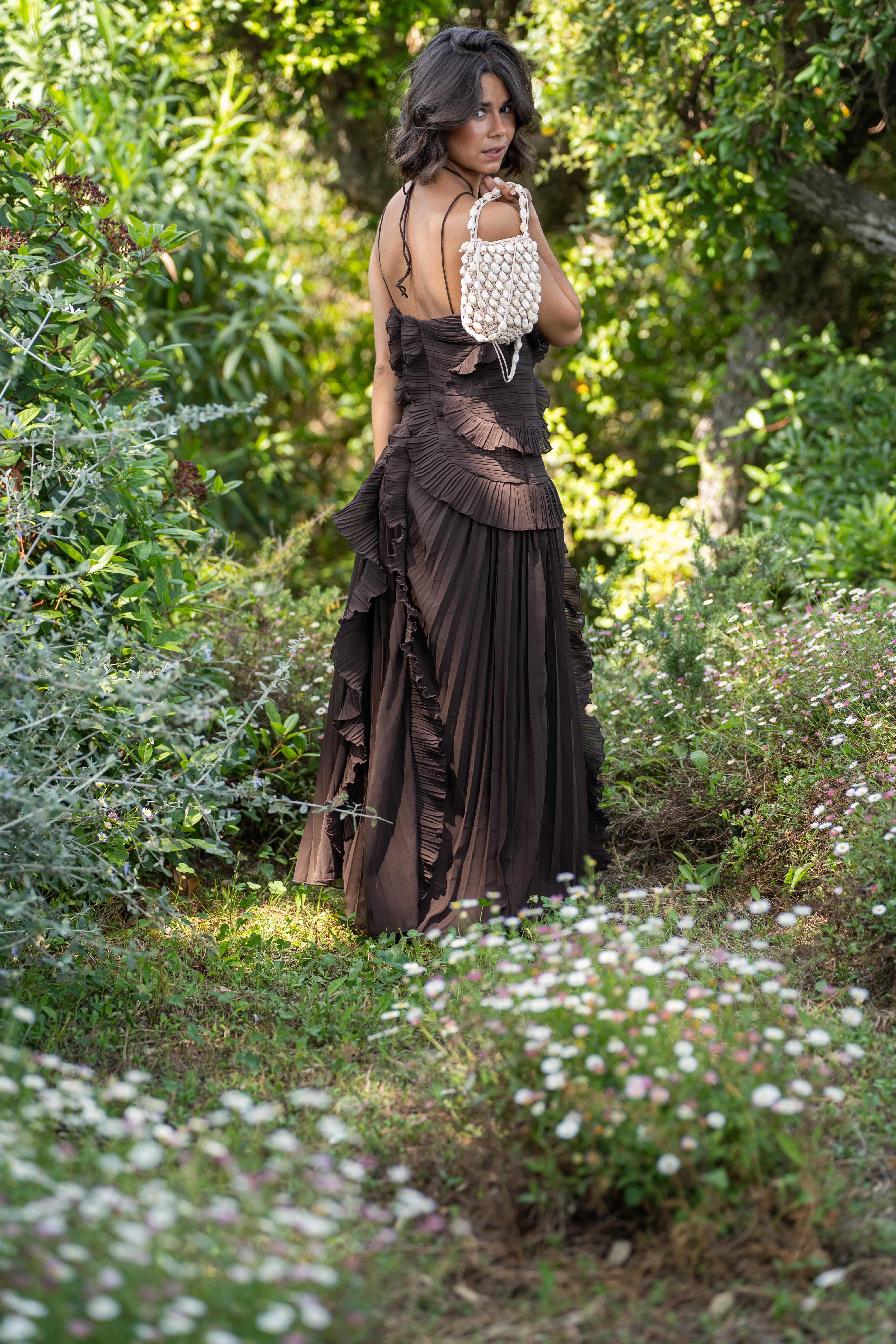 Robe longue VOLANTS chocolat - Image 2
