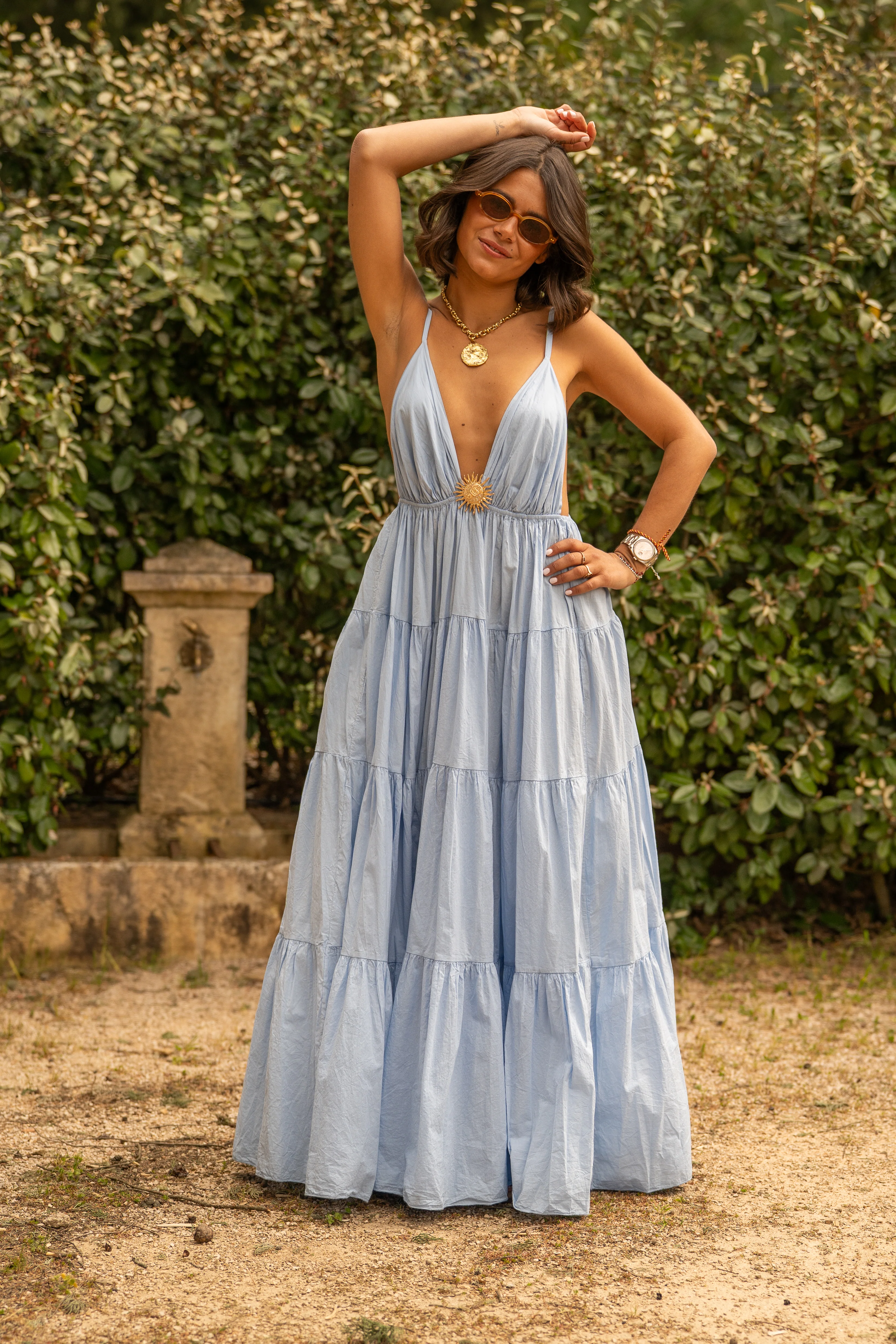 Robe en coton SOLEIL bleu ciel - Image 6