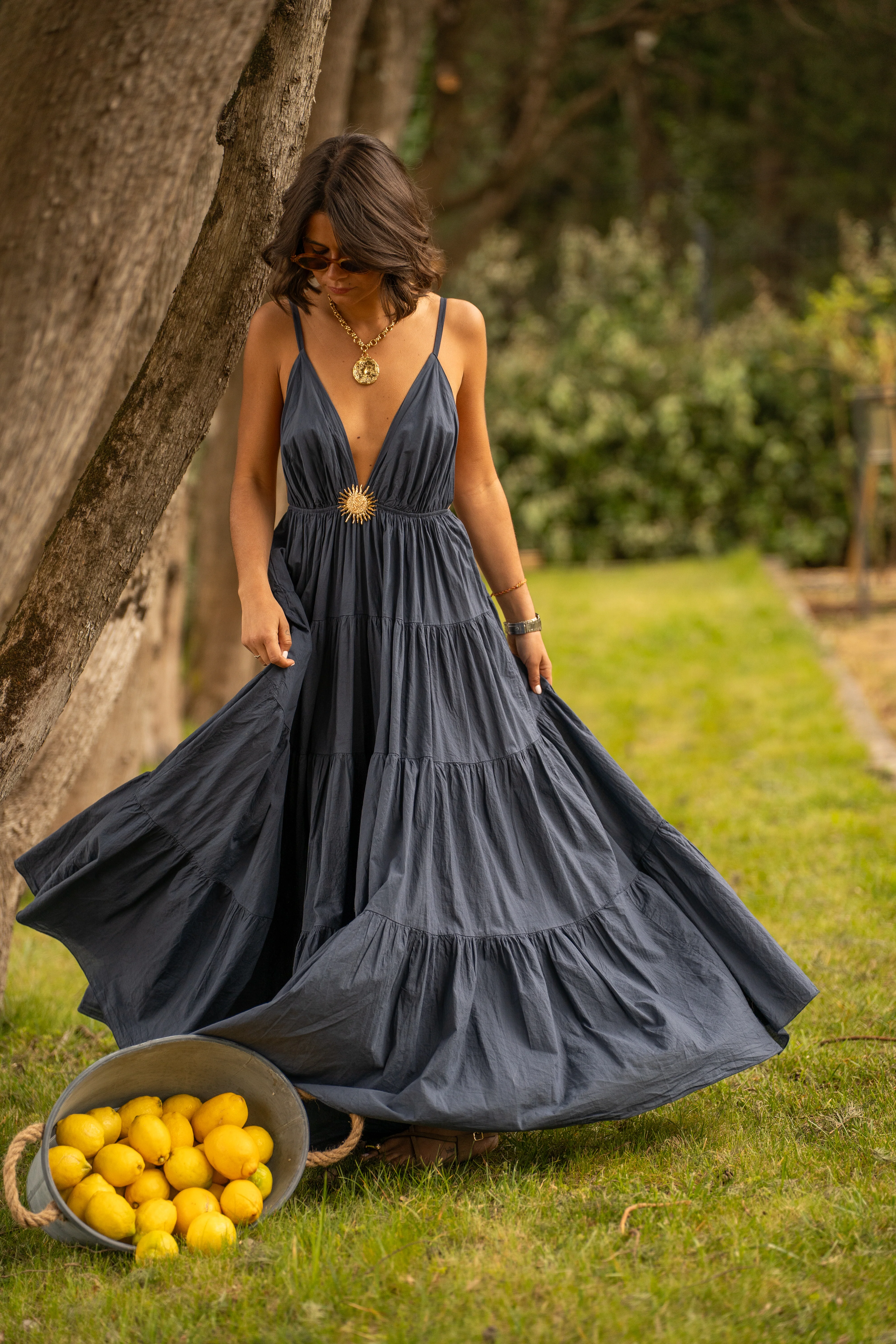 Robe en coton SOLEIL bleu marine - Image 3