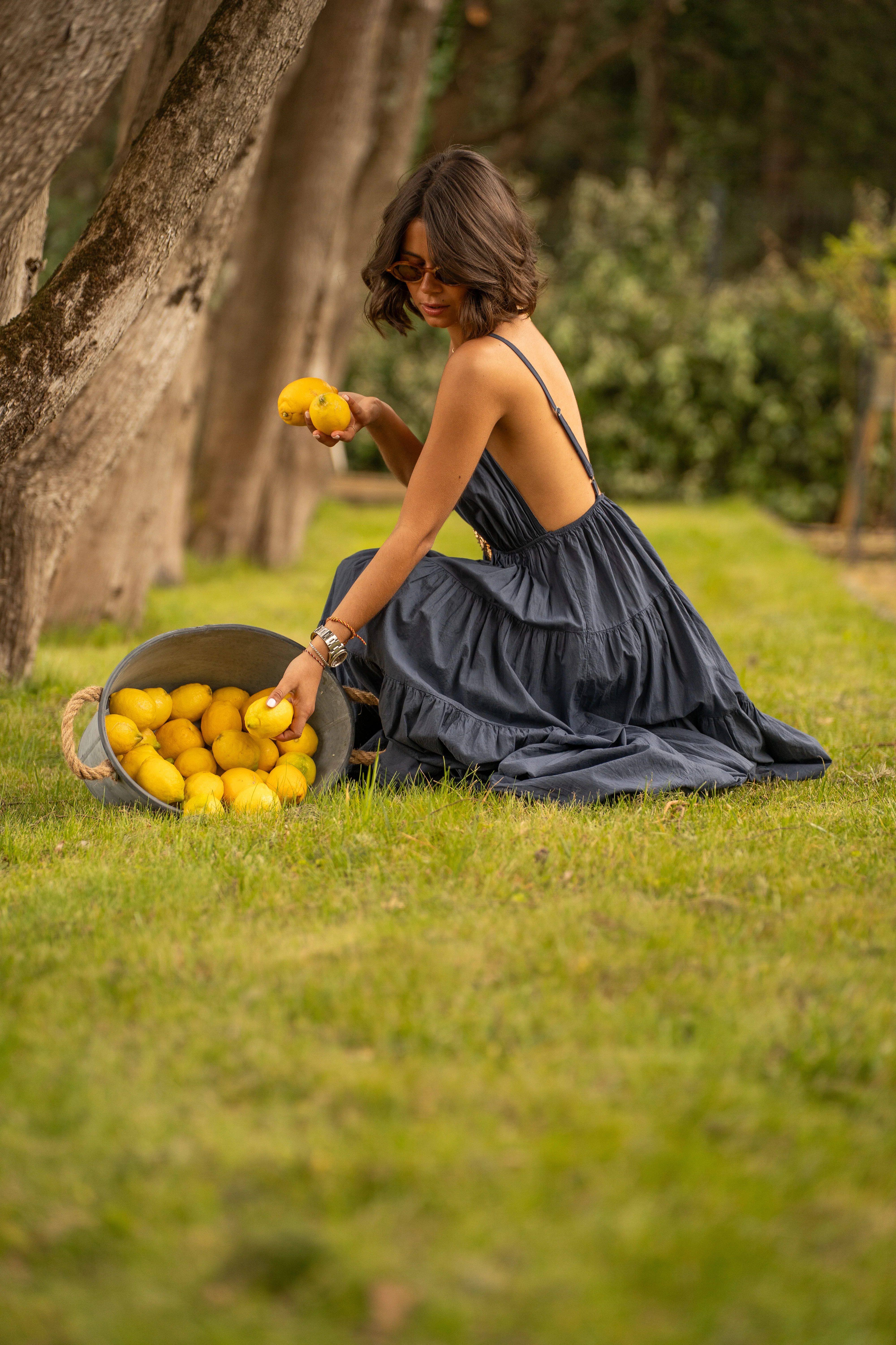 Robe en coton SOLEIL bleu marine - Image 7