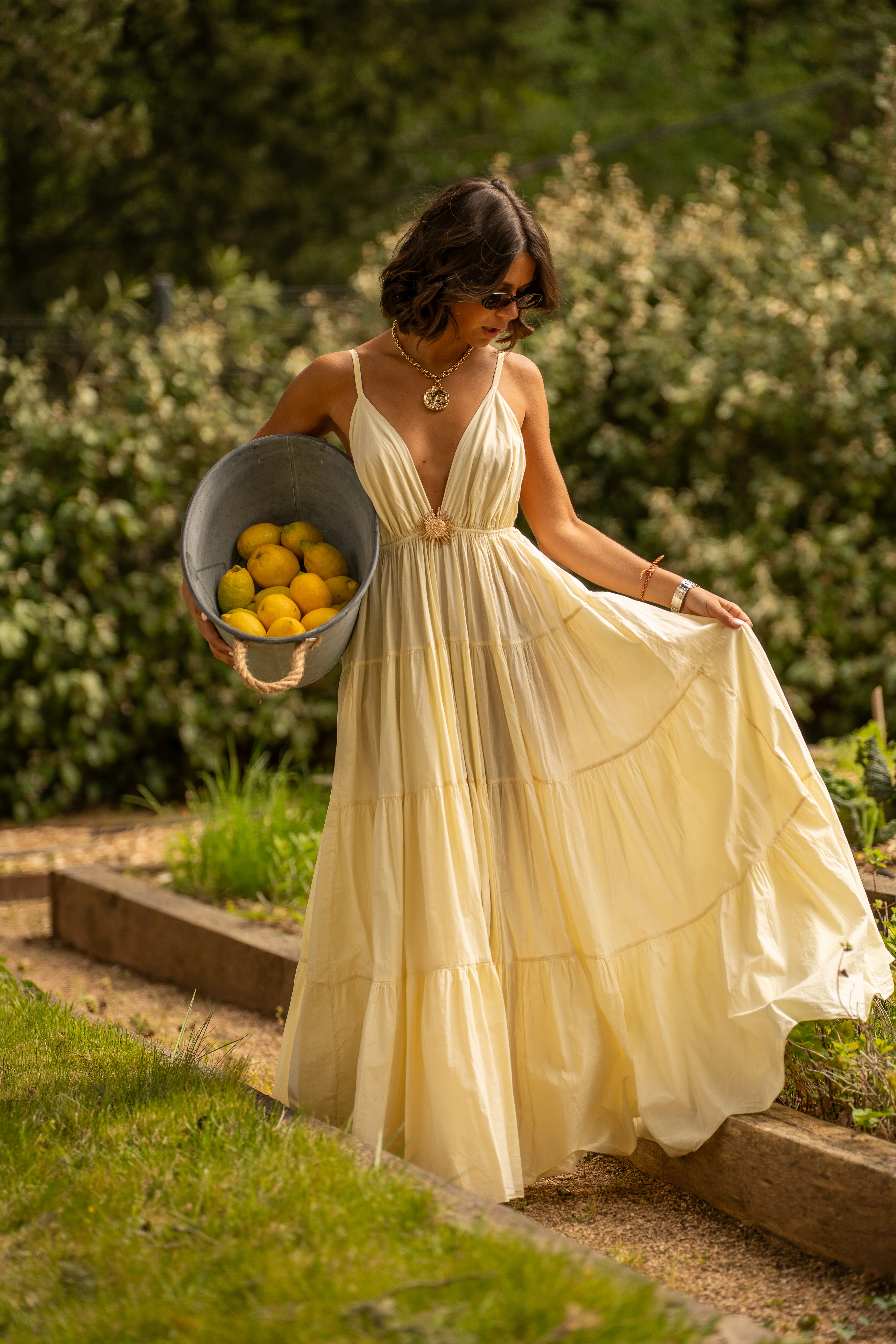 Robe en coton SOLEIL jaune pastel
