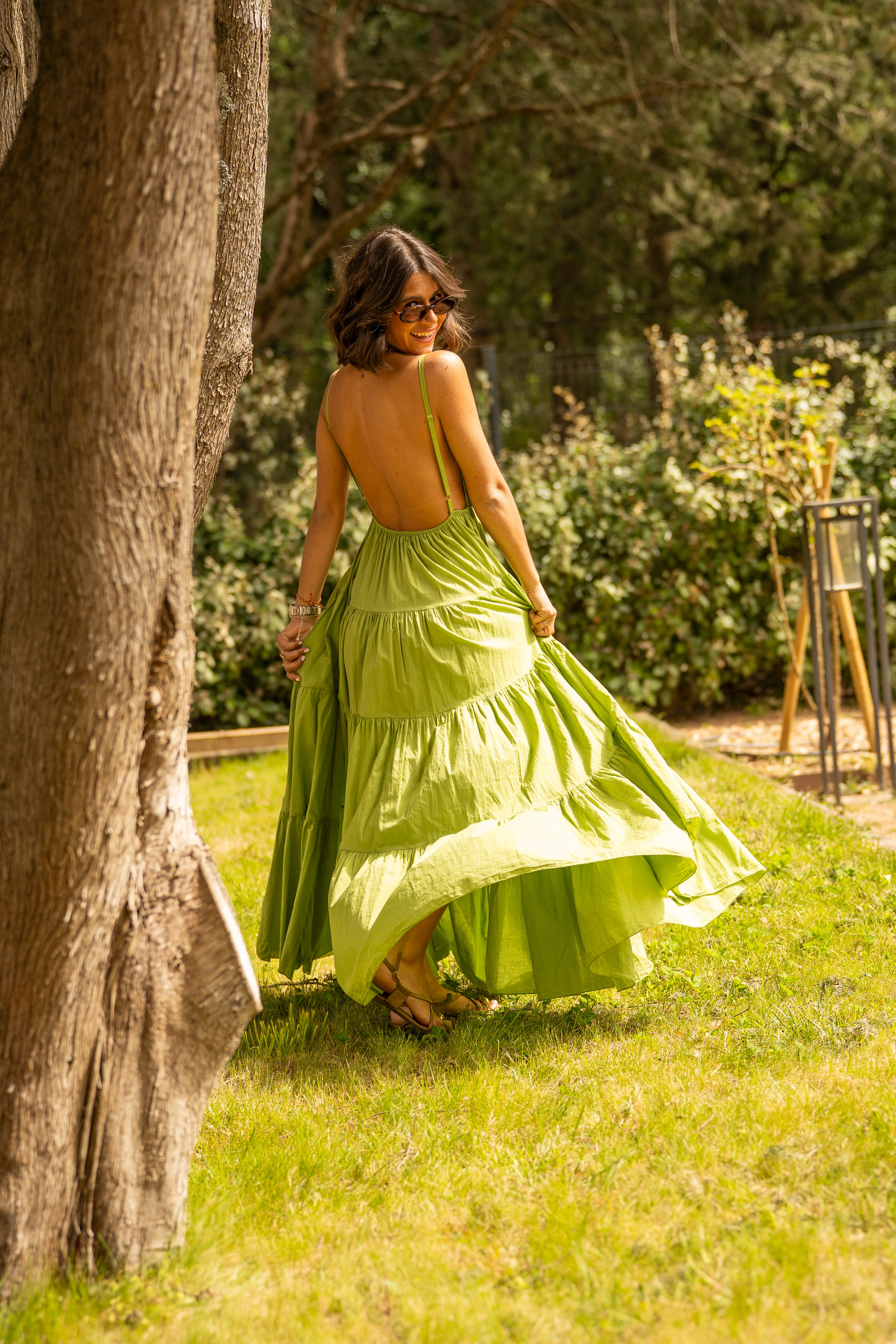 Robe en coton SOLEIL vert olive - Image 6