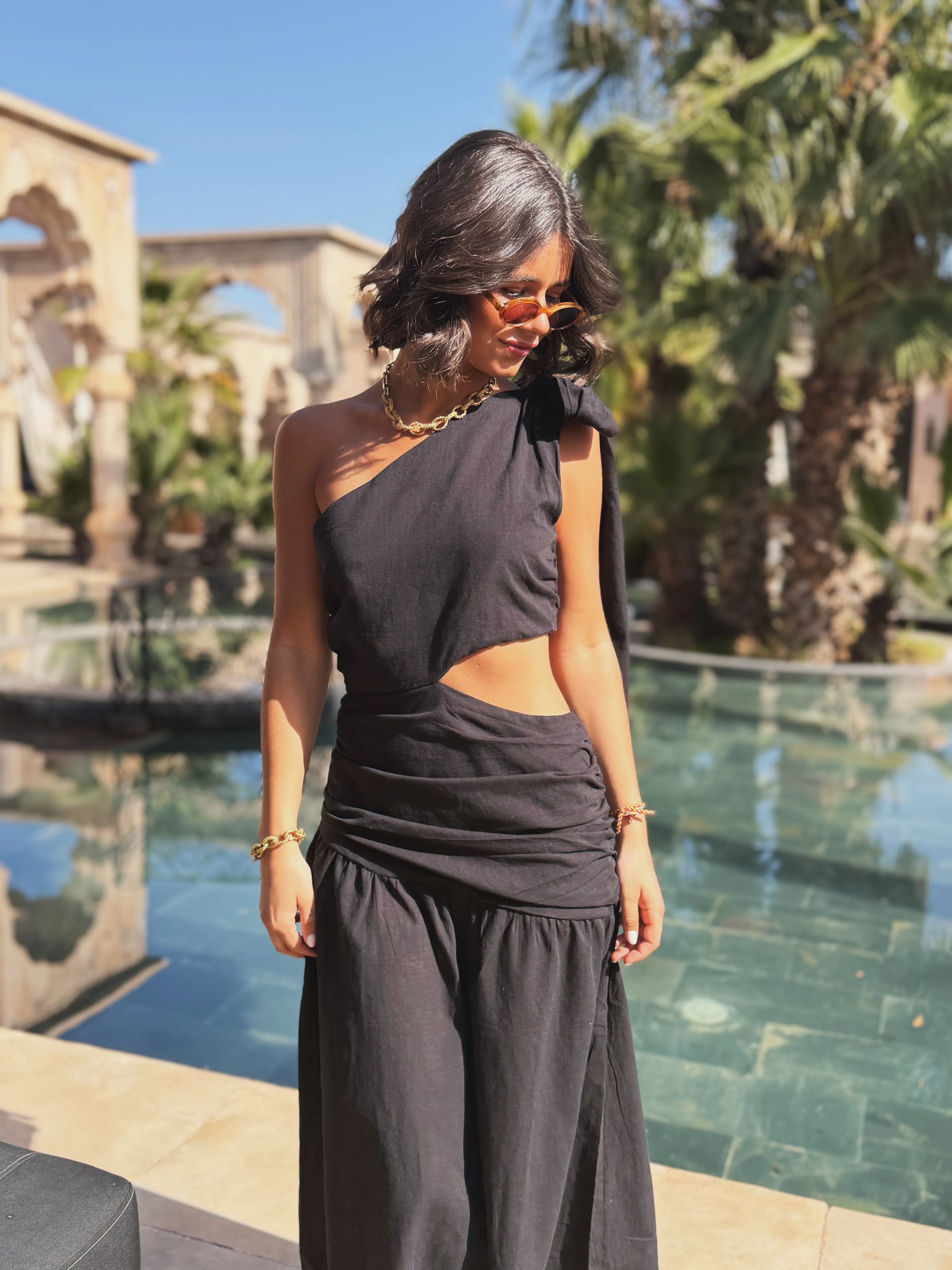 Robe JULIANE noir noeud - Image 6