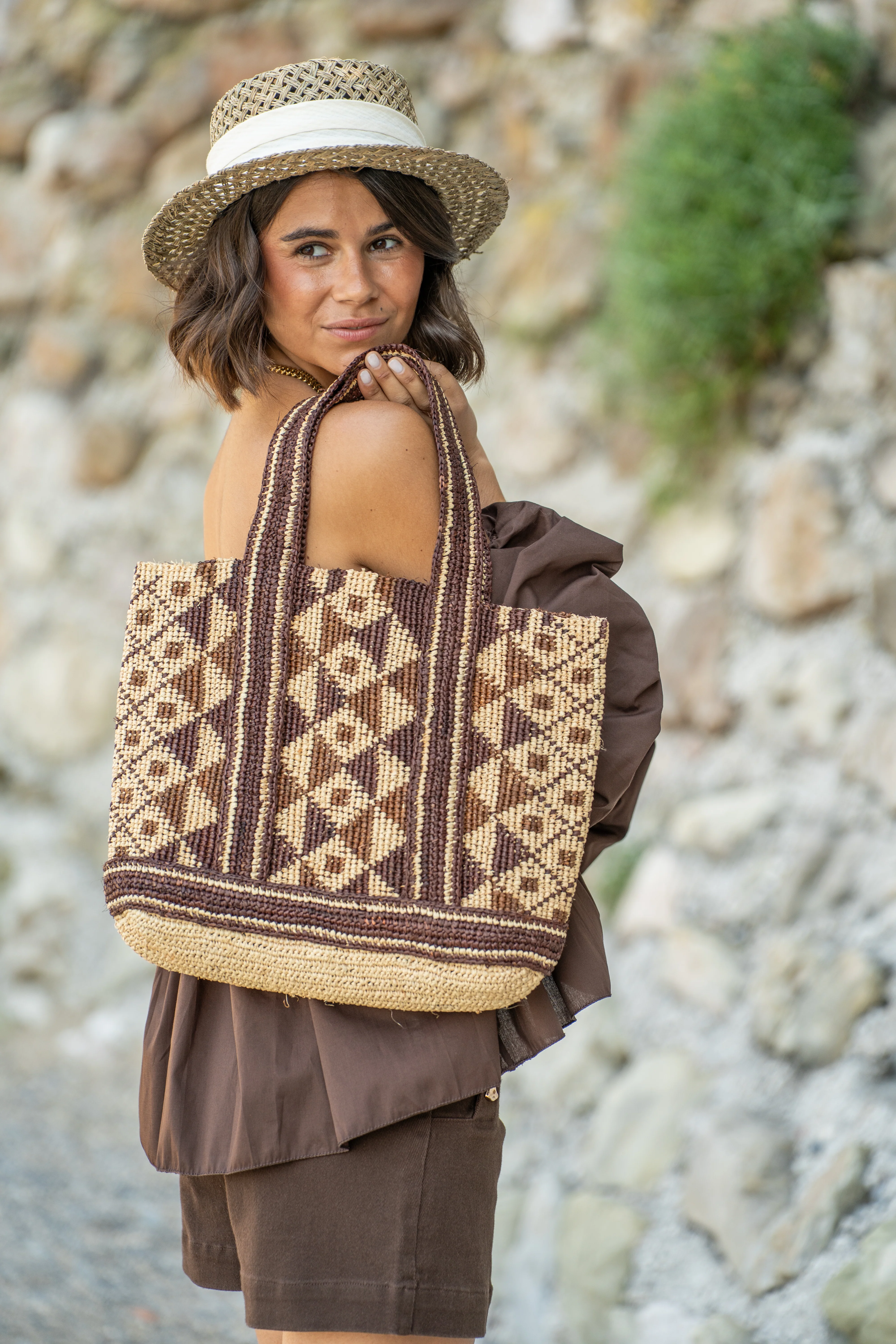 Panier BATIK chocolat&beige - Image 5