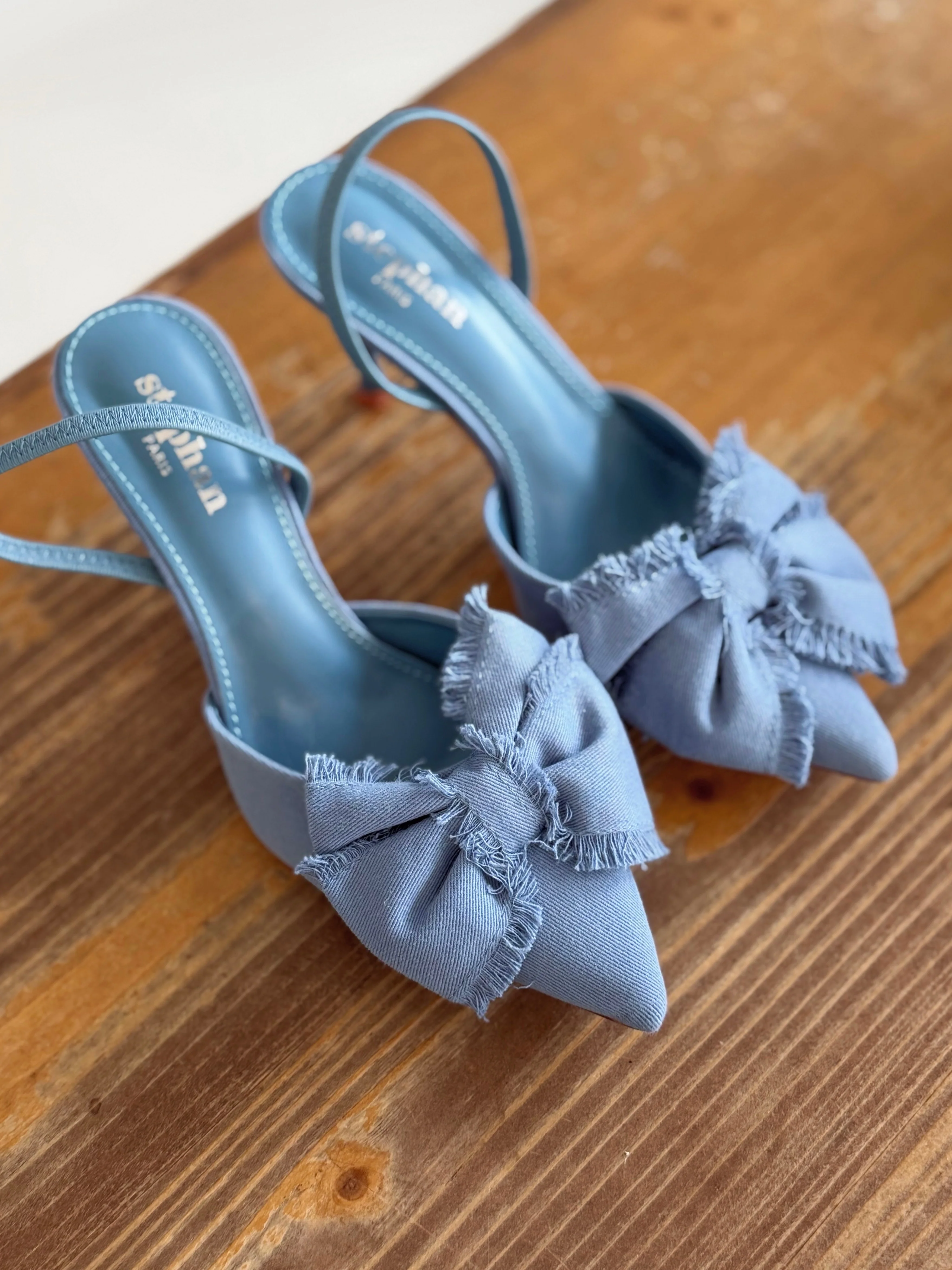 Talons NOEUD bleu jean - Image 3