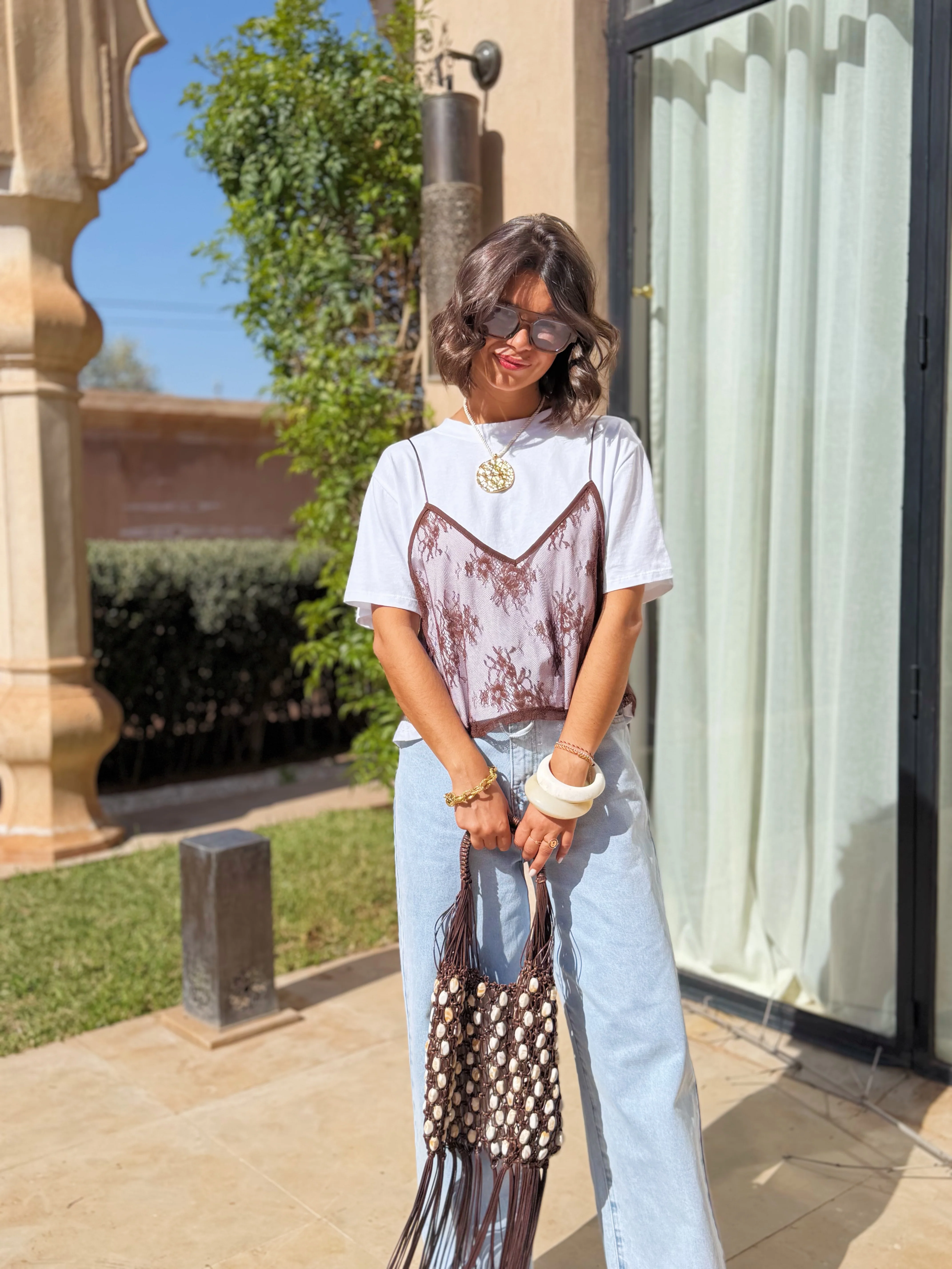 Tee-shirt AVEC DENTELLE chocolat - Image 3