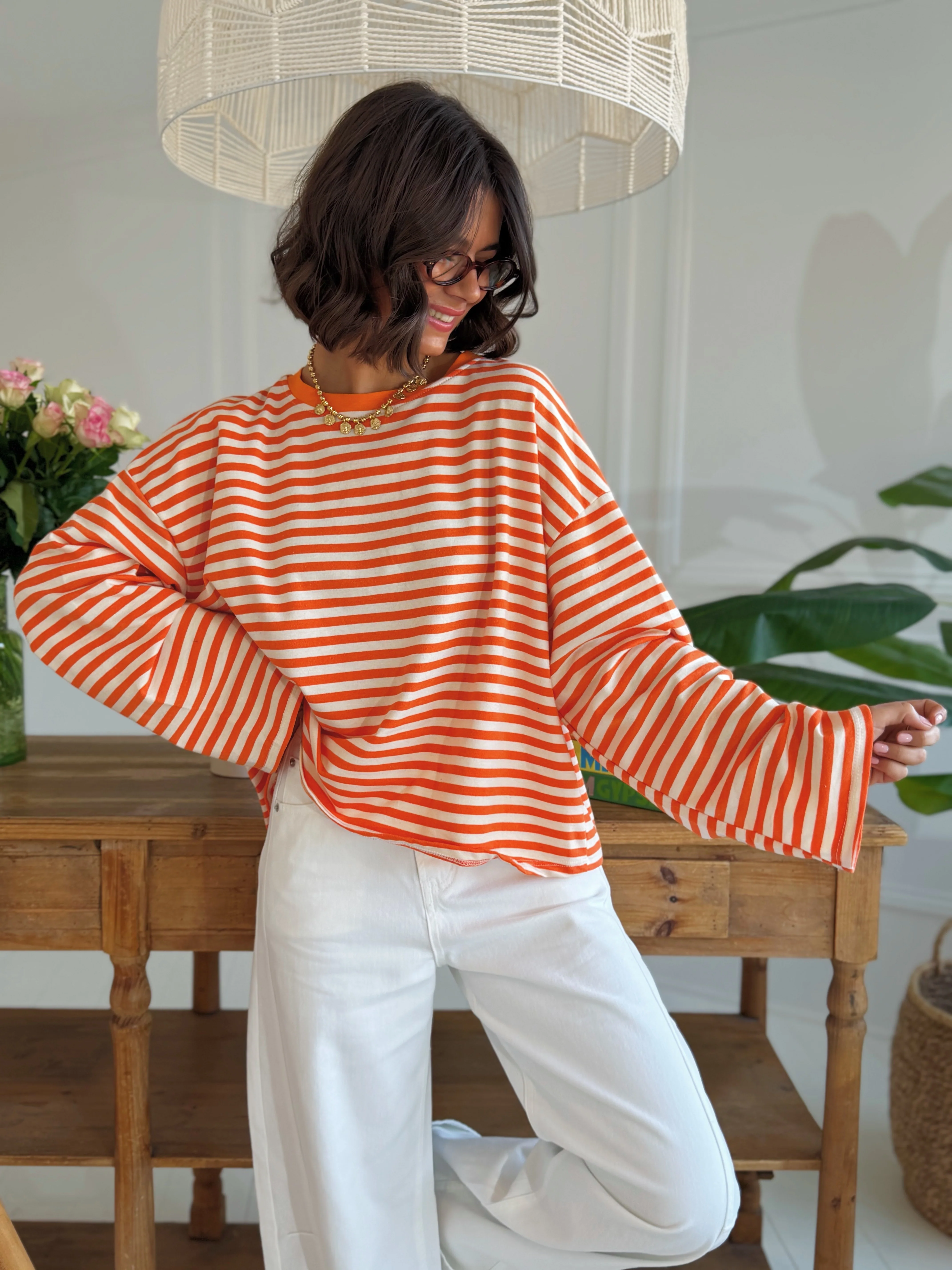 Tee-shirt MARINIÈRE orange&blanc - Image 4