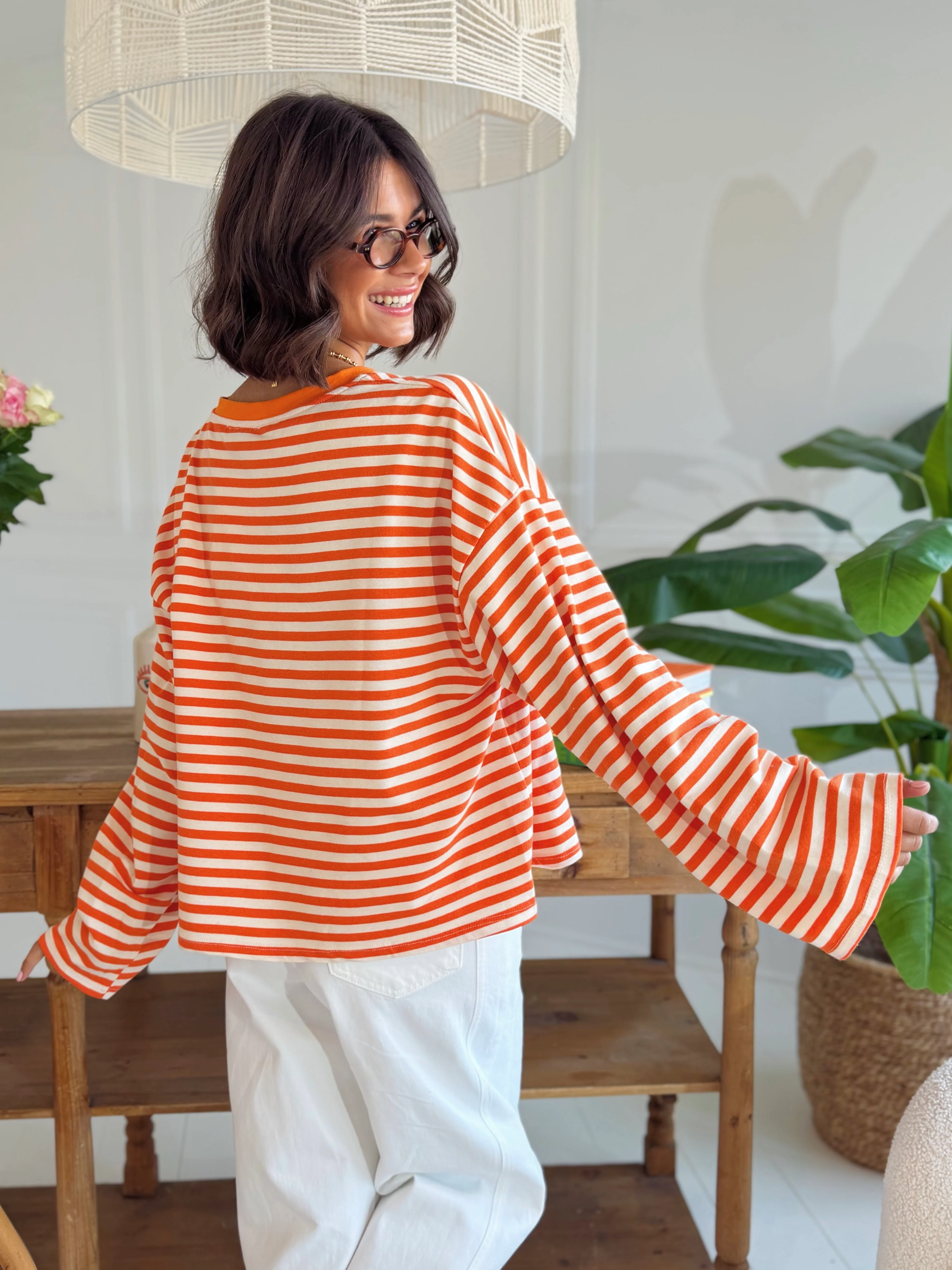 Tee-shirt MARINIÈRE orange&blanc - Image 5