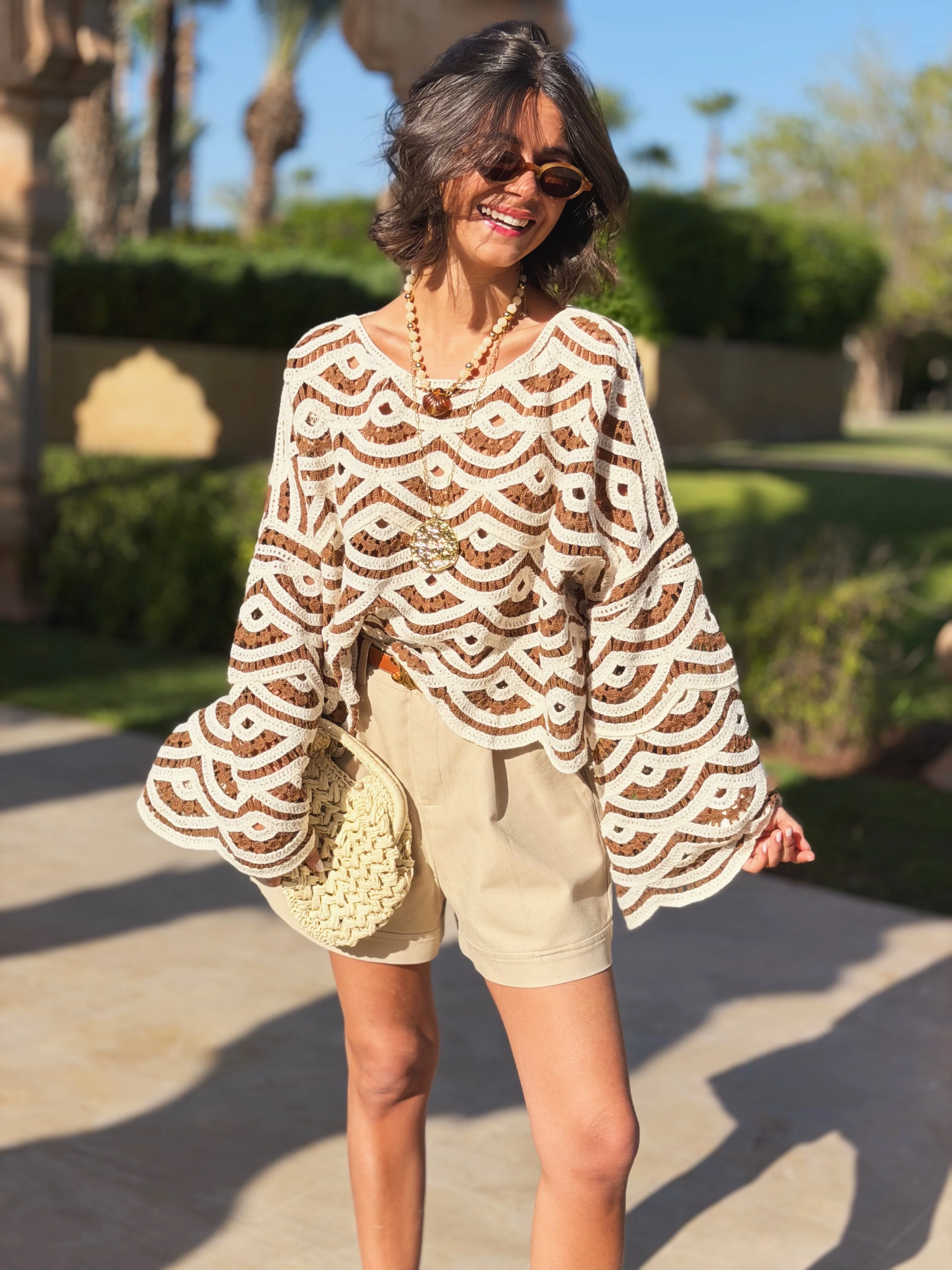 Top CROCHET beige&chocolat - Image 2