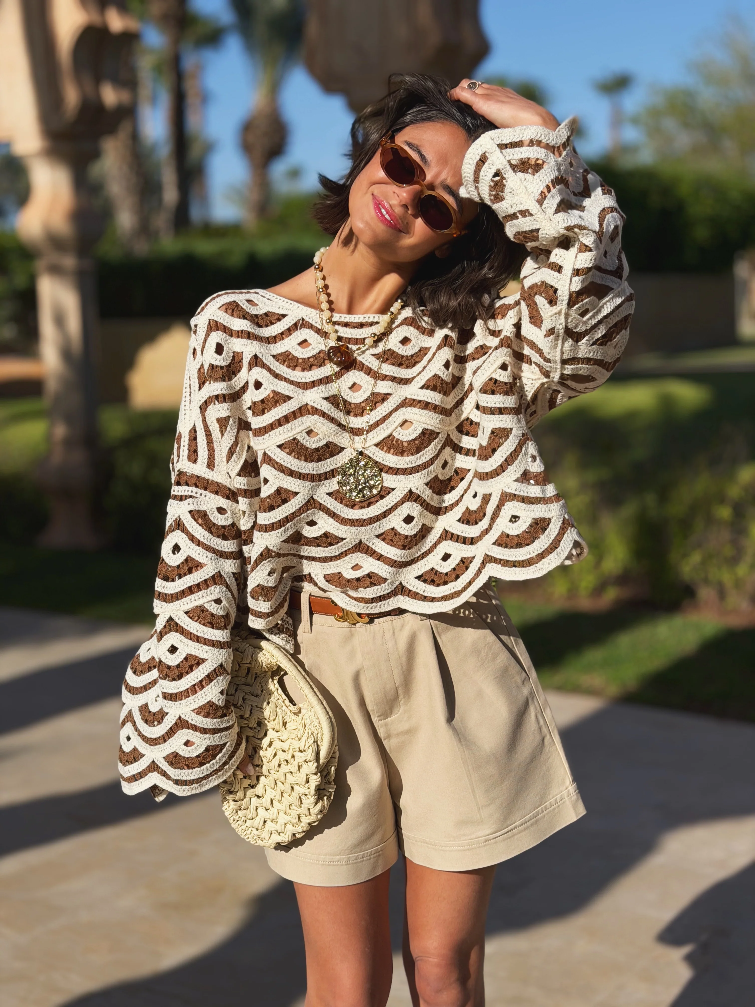 Top CROCHET beige&chocolat - Image 4