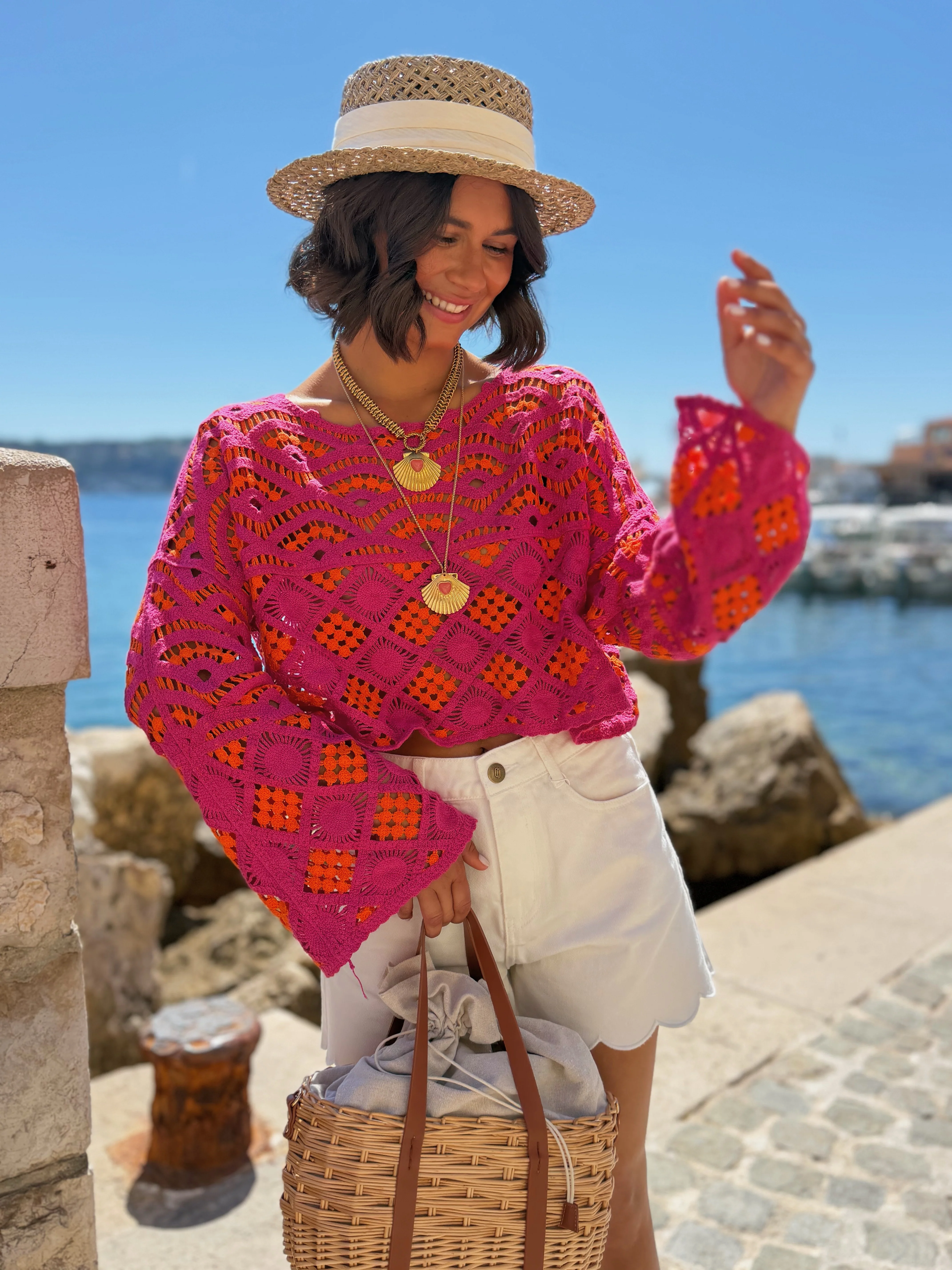 Top CROCHET rose&orange - Image 3