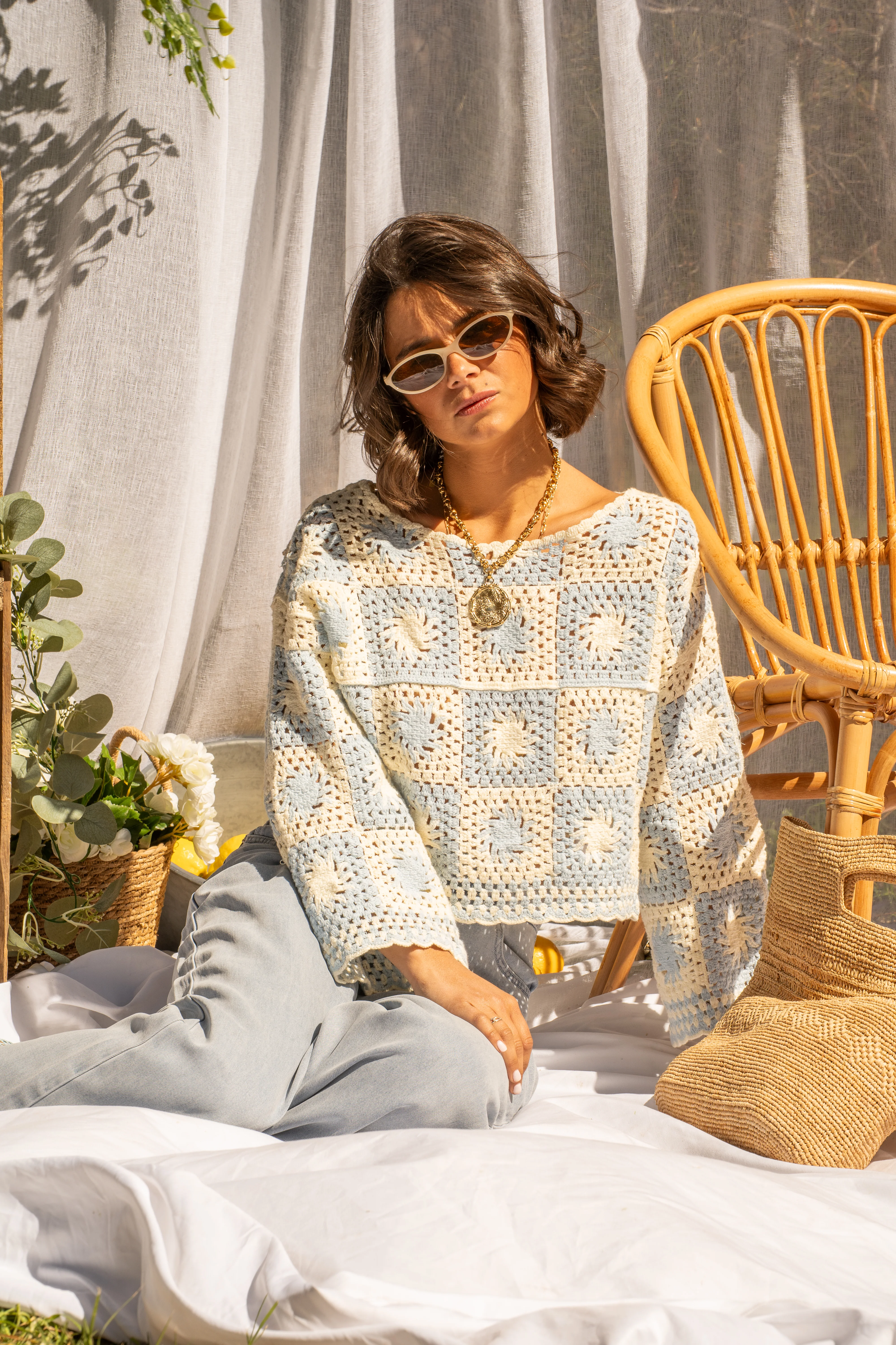 Top en crochet SUN bleu
