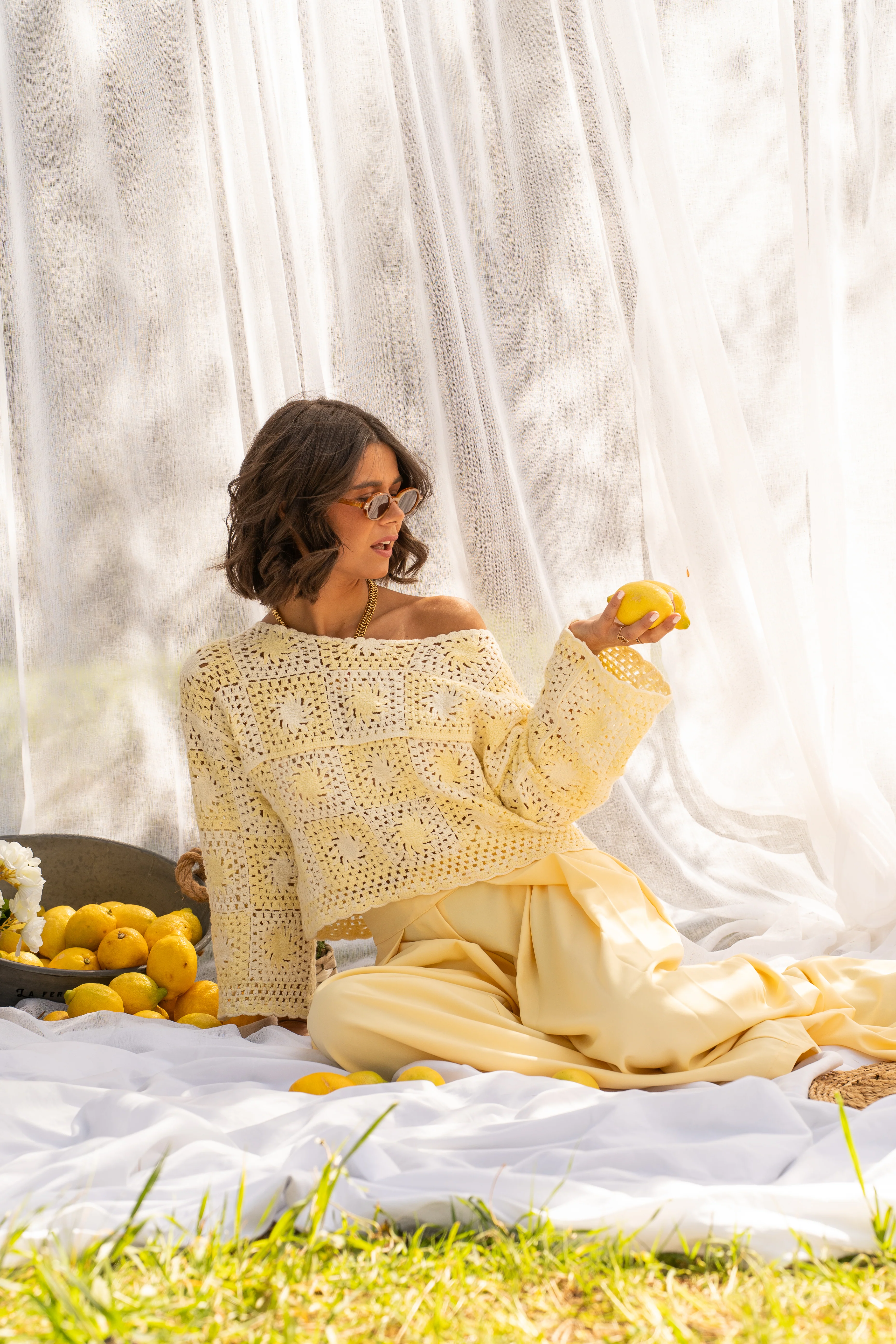 Top en crochet SUN jaune - Image 2