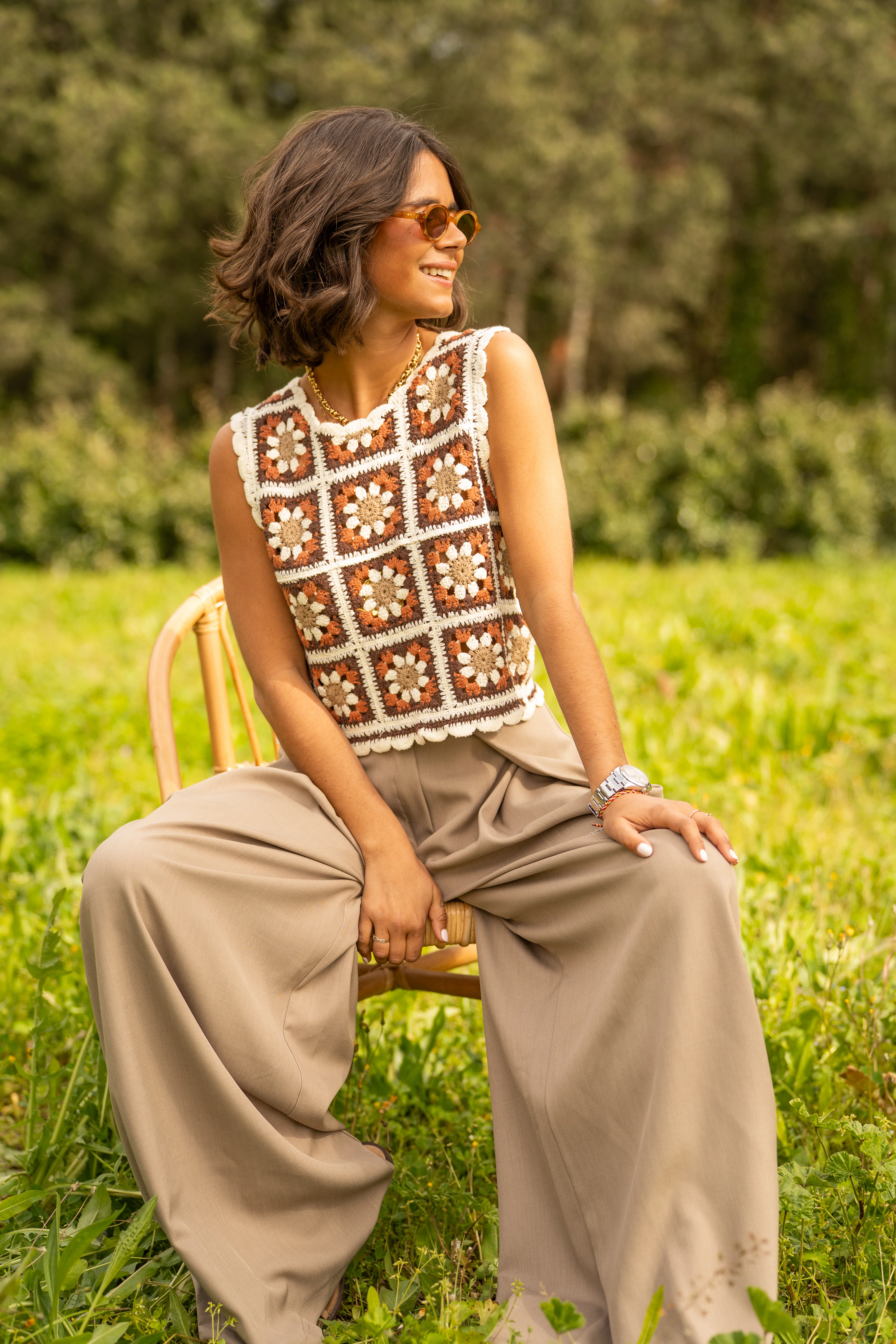 Pantalon fluide large taupe - Image 2