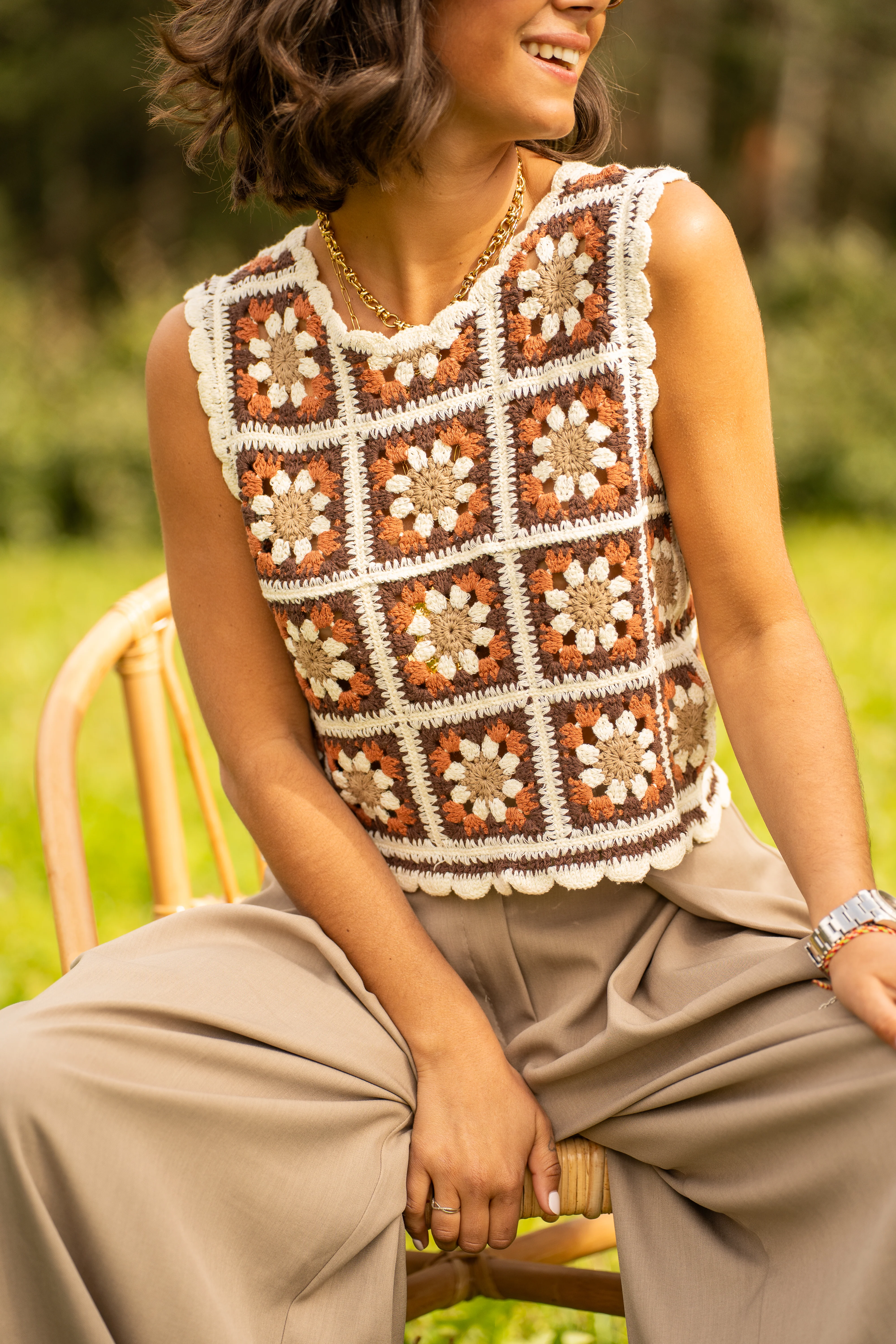 Pantalon fluide large taupe - Image 5