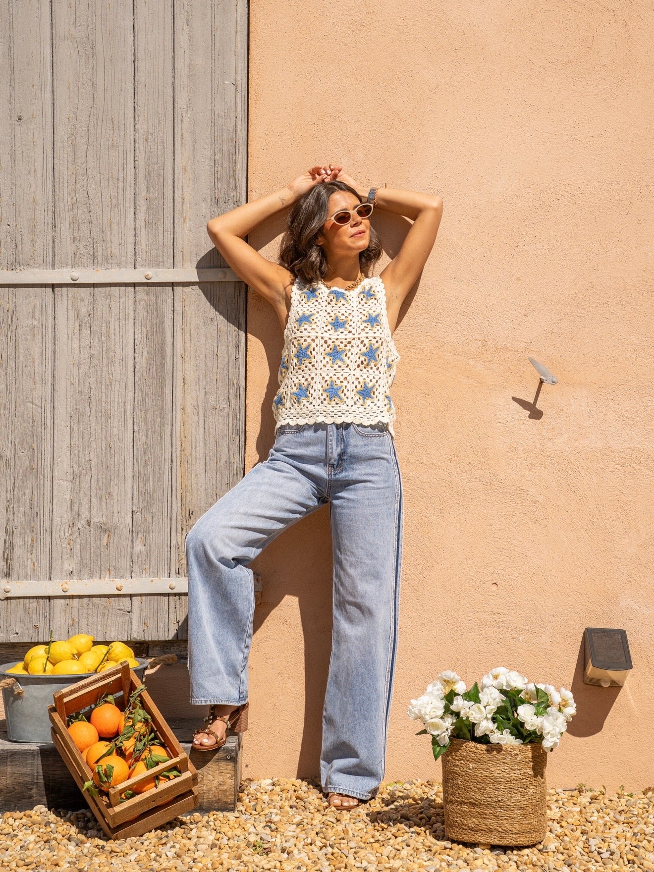 Top en crochet STAR bleu