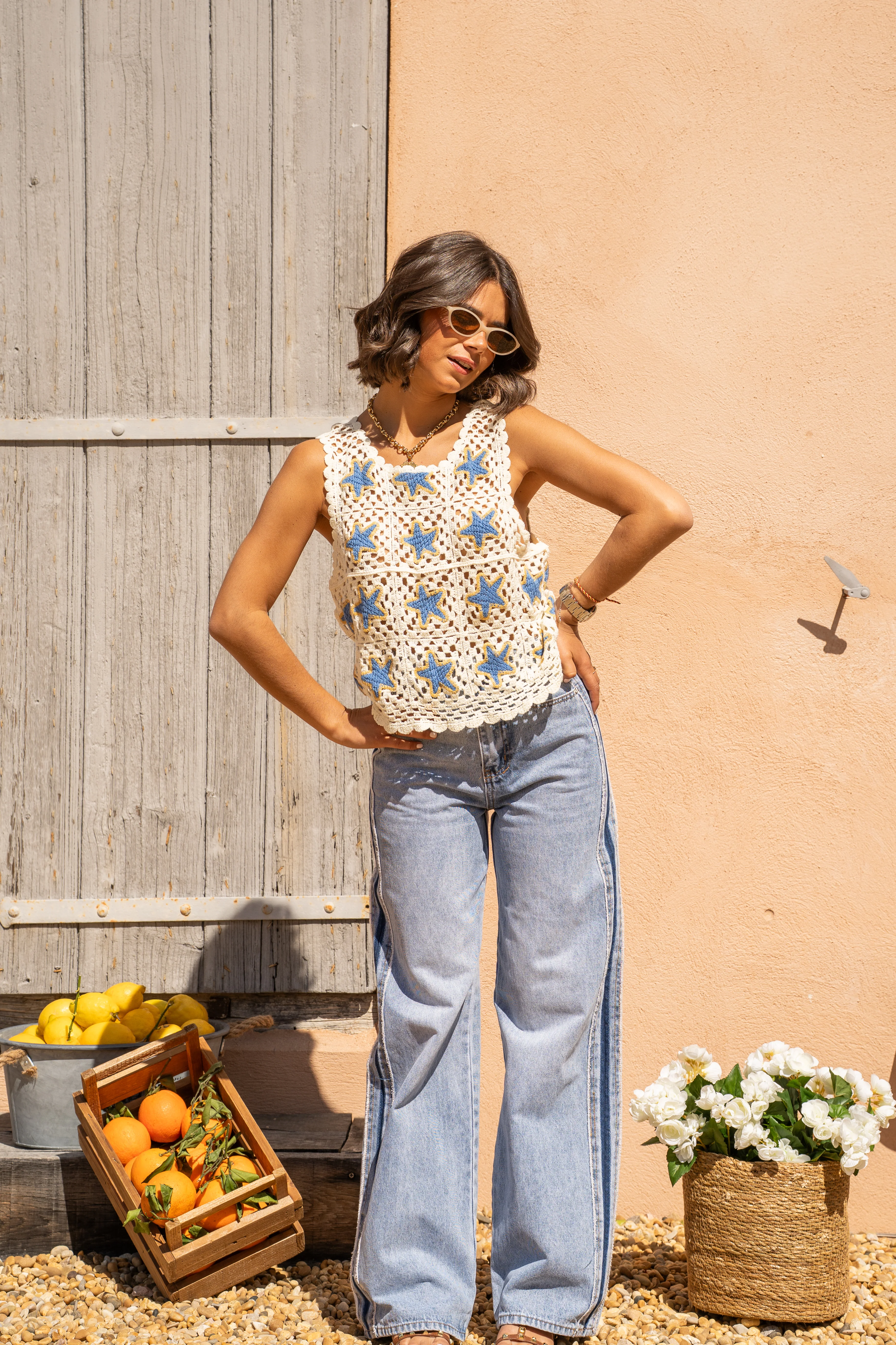 Top en crochet STAR bleu - Image 3