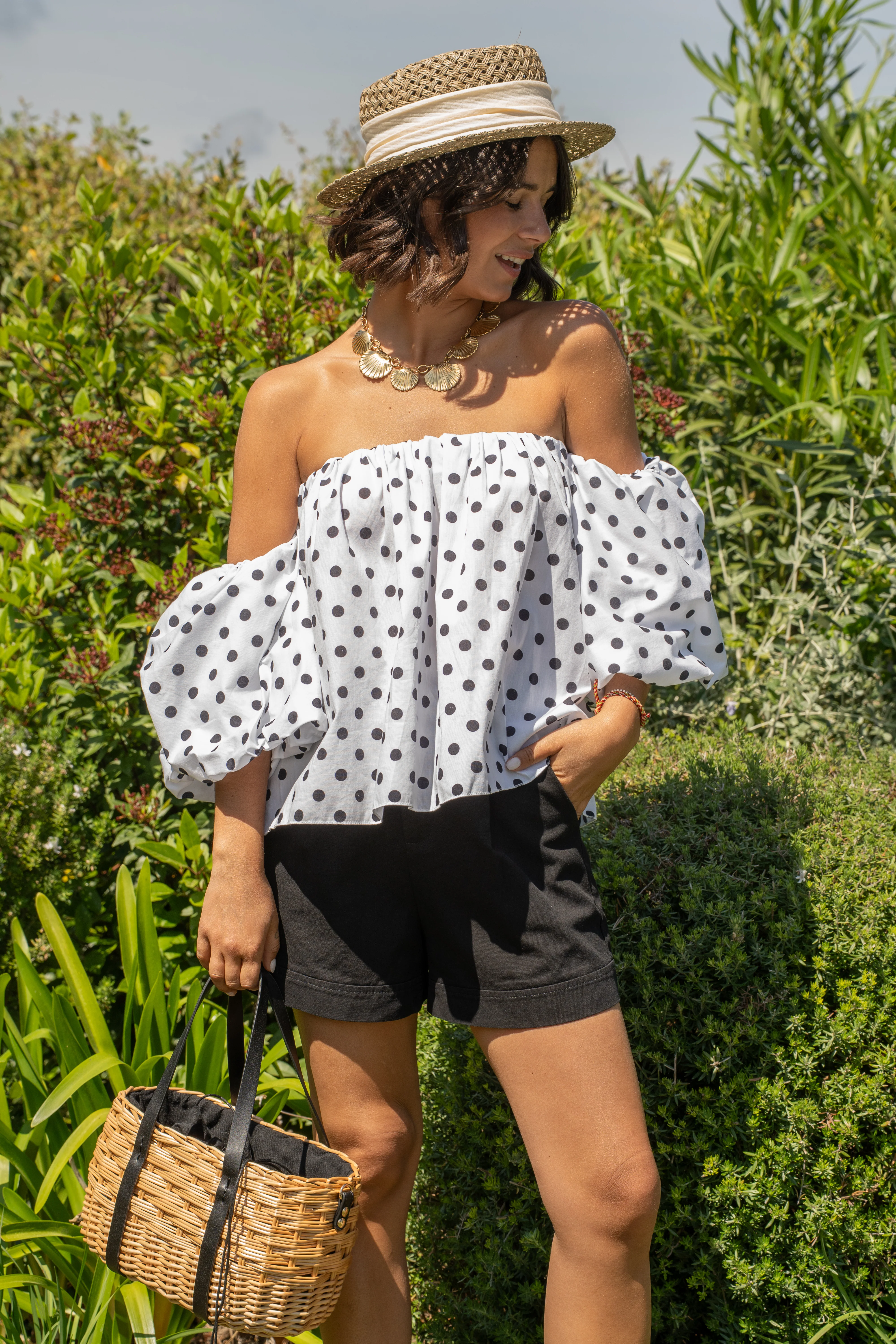 Top LÉNA blanc à pois noir - Image 4