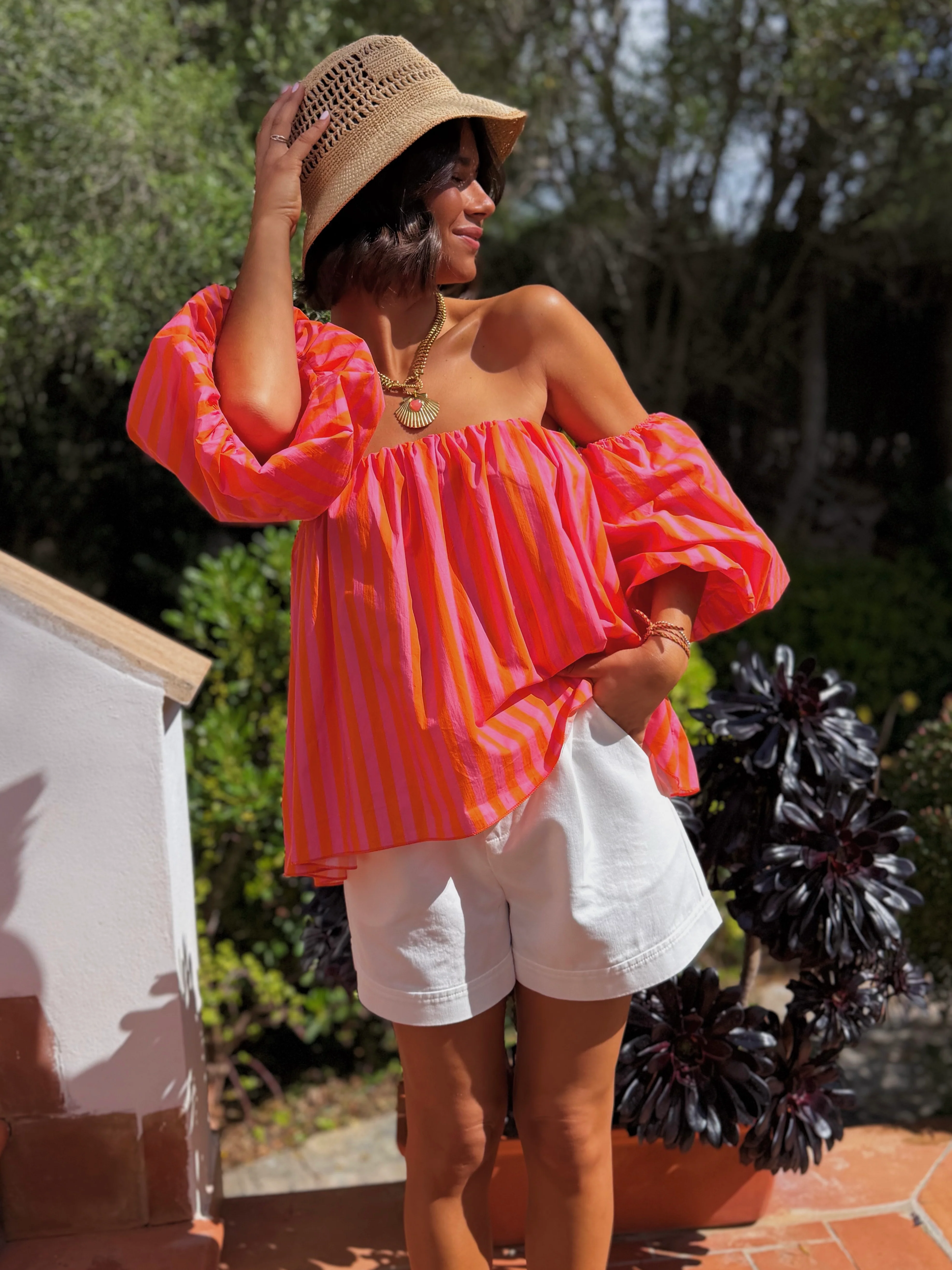 Top LÉNA rayé orange&rose - Image 2
