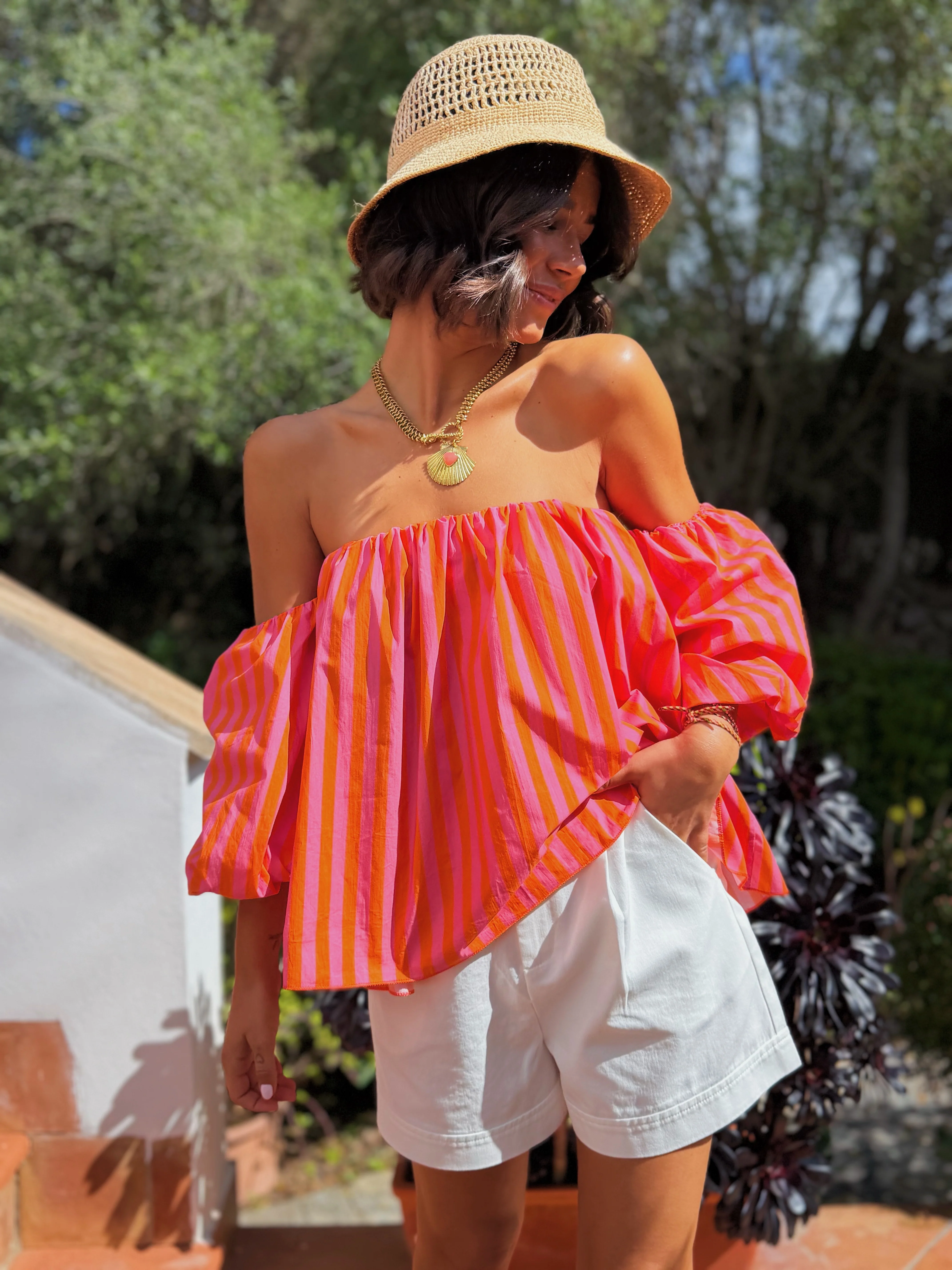 Top LÉNA rayé orange&rose - Image 4