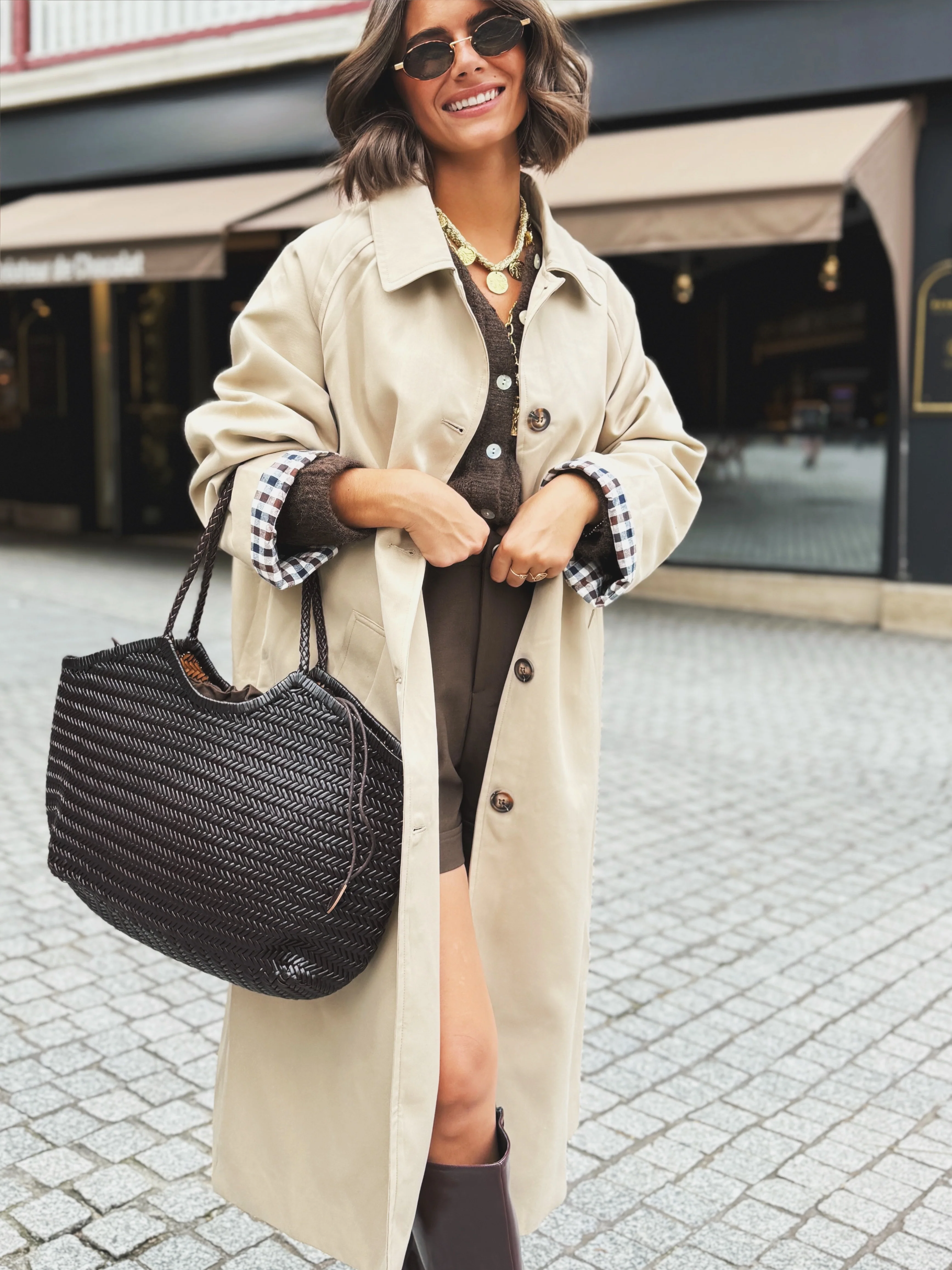 Trench CHARLOTTE long avec ses carreaux