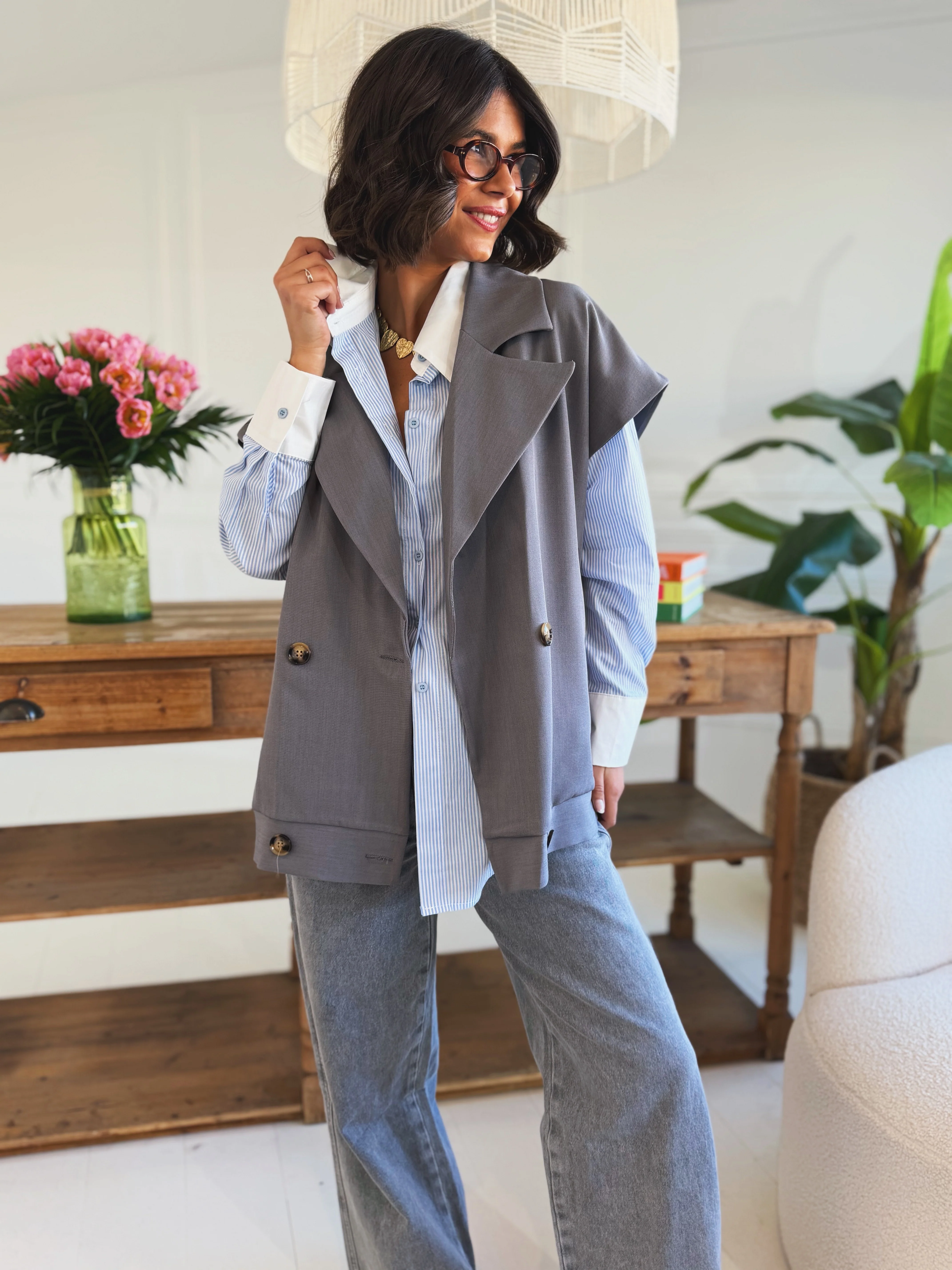 Veste AXEL sans manche gris - Image 2