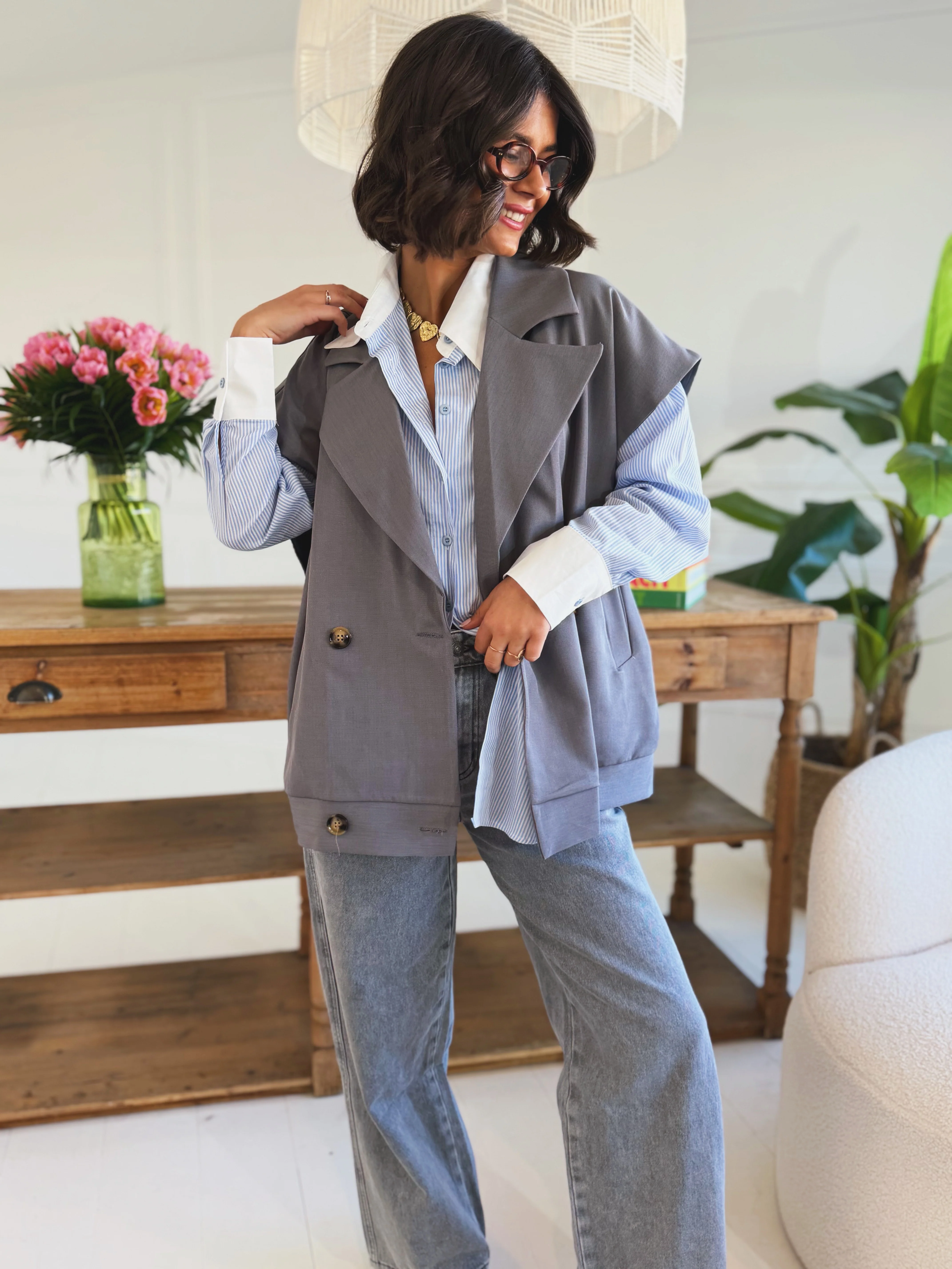 Veste AXEL sans manche gris - Image 4
