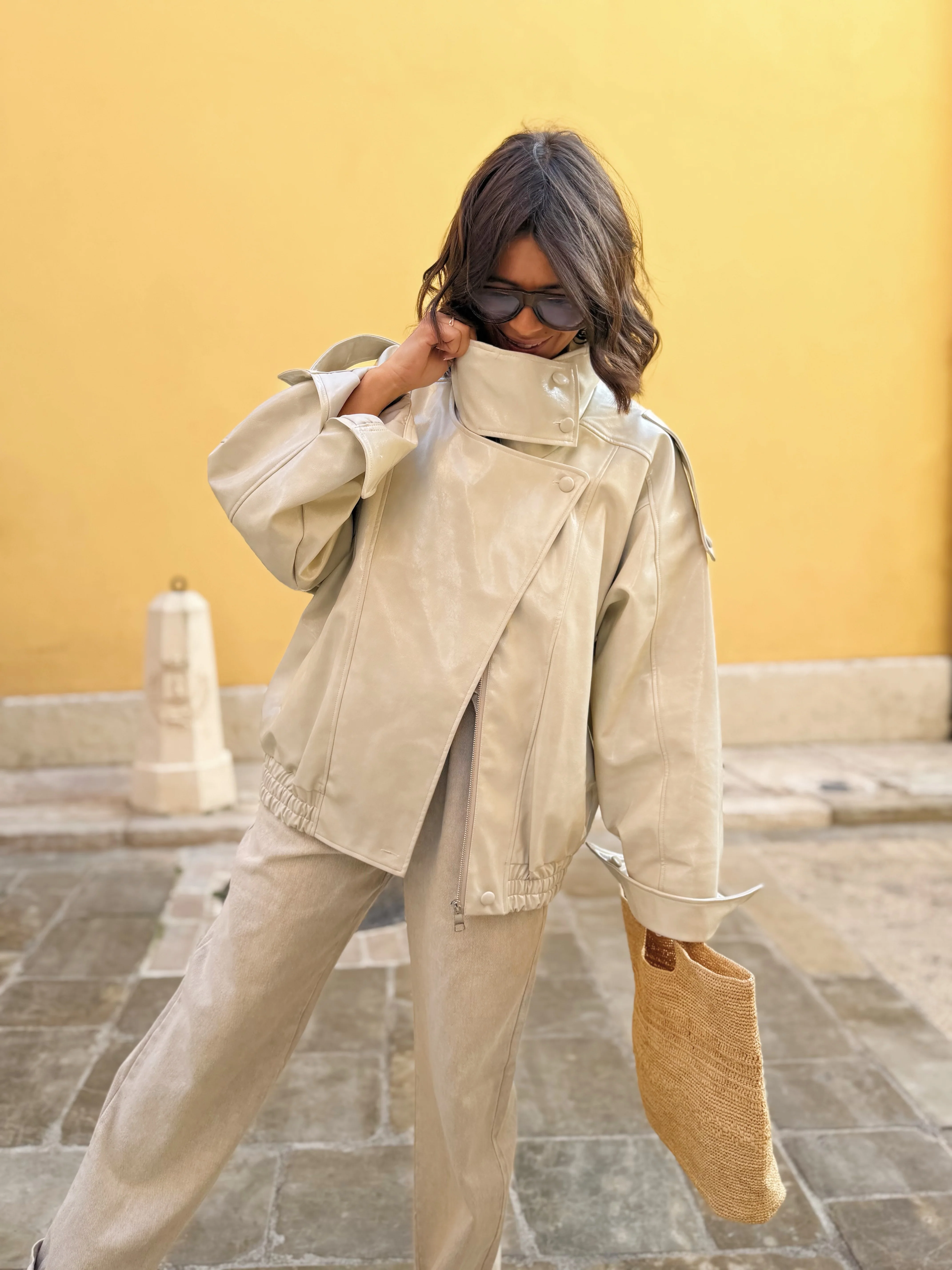 Veste COL MONTANT beige - Image 3