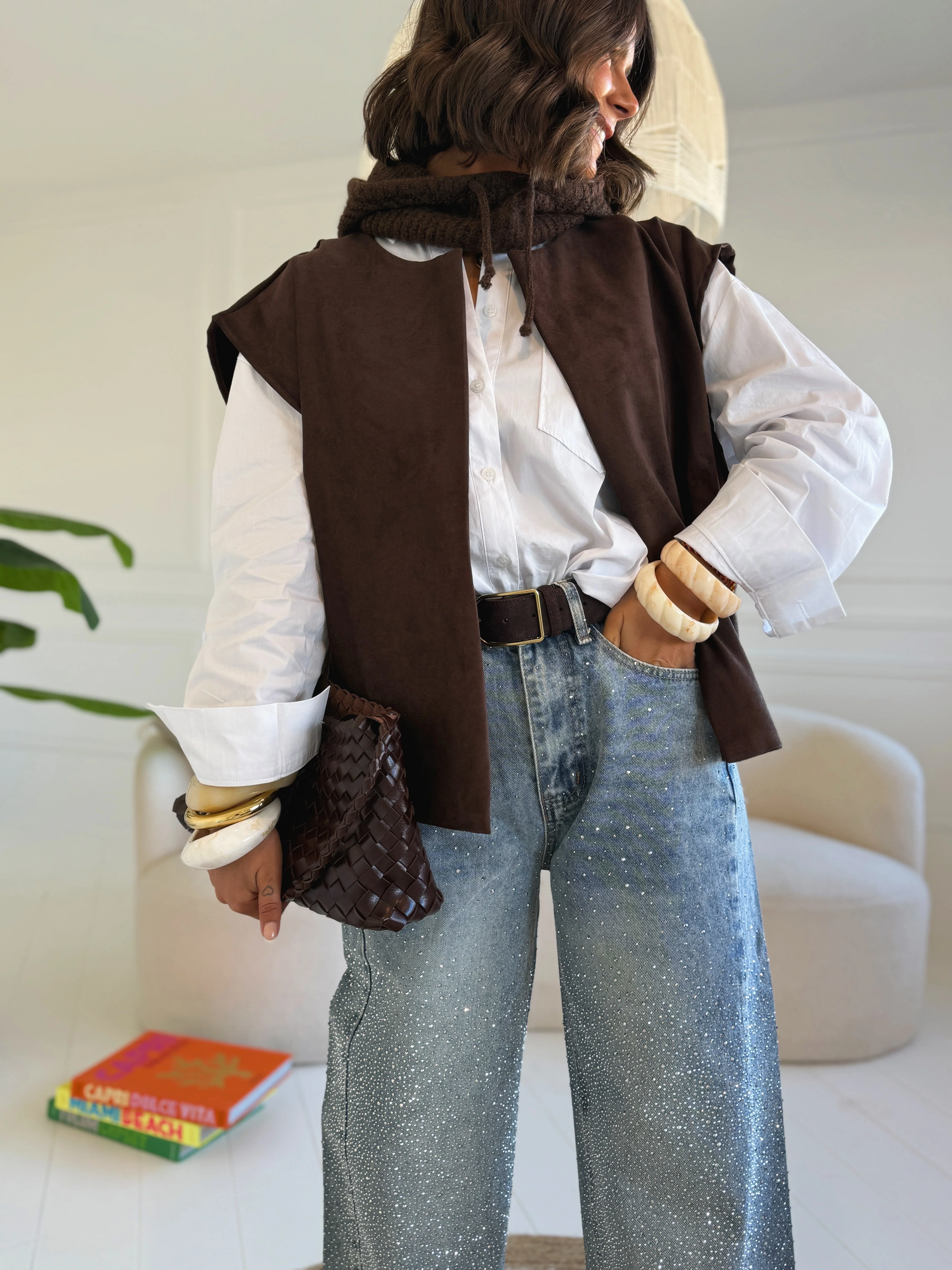 Veste EMILIE façon daim choco - Image 3