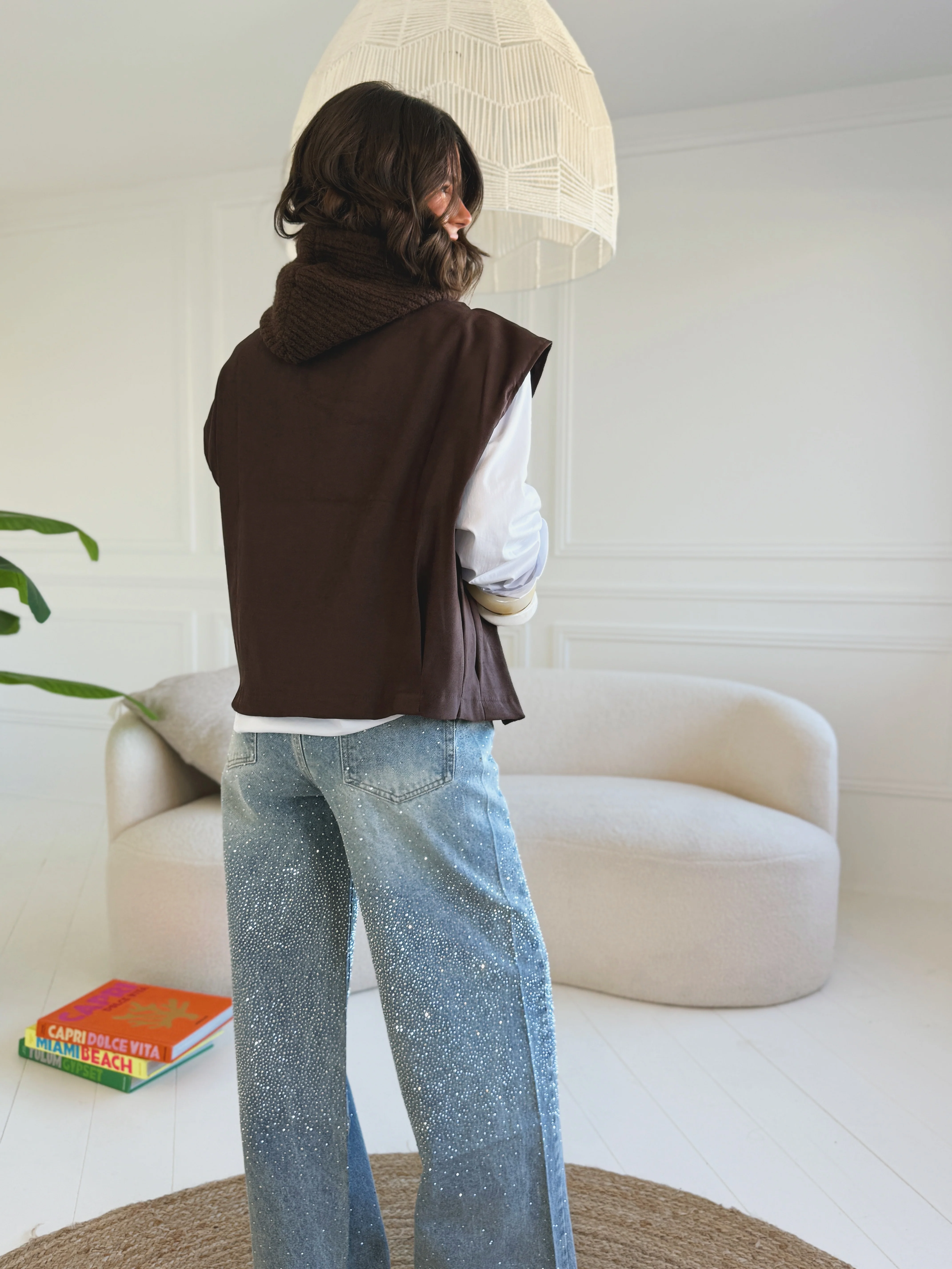 Veste EMILIE façon daim choco - Image 5