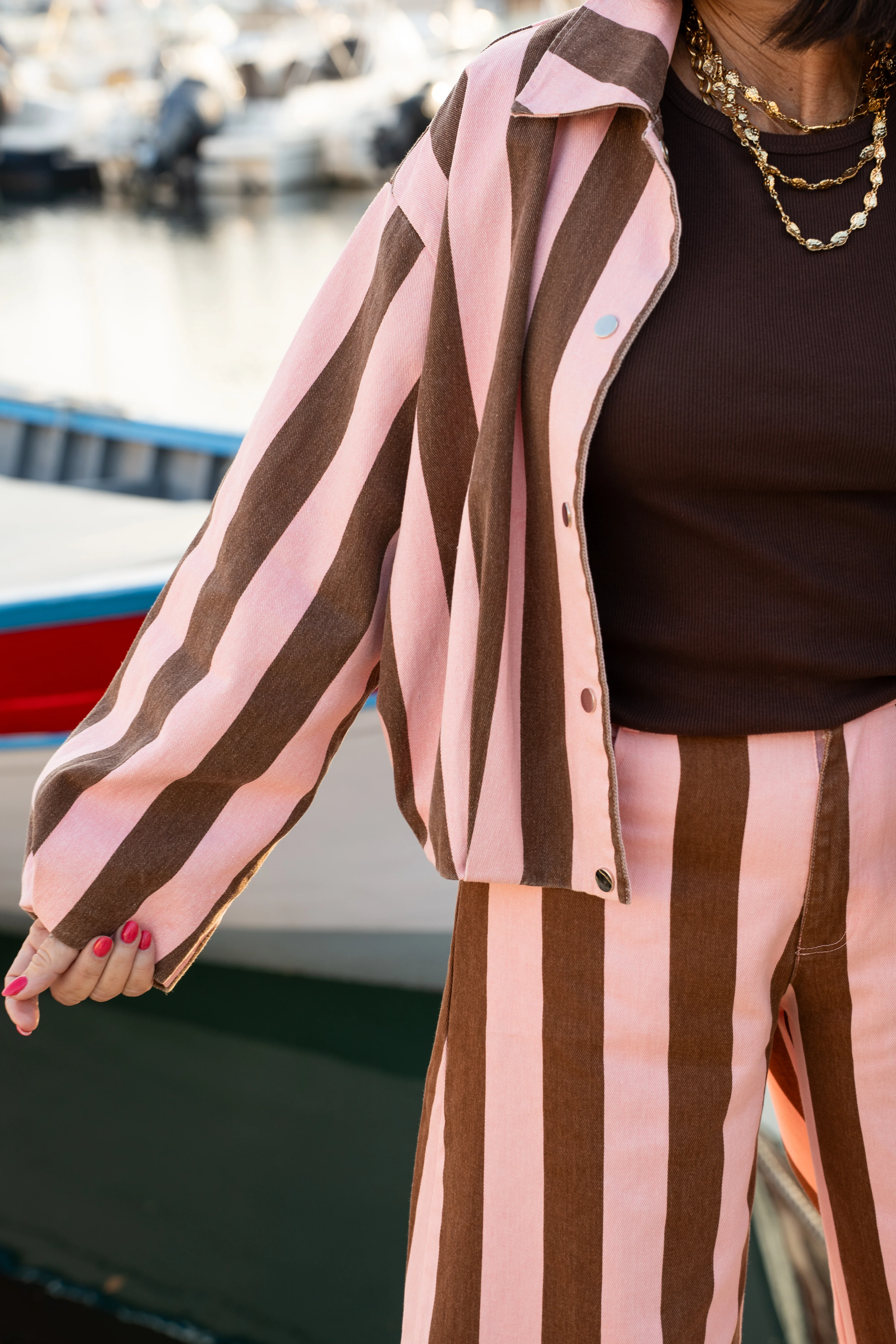 Veste RAYÉE chocolat&rose - Image 2