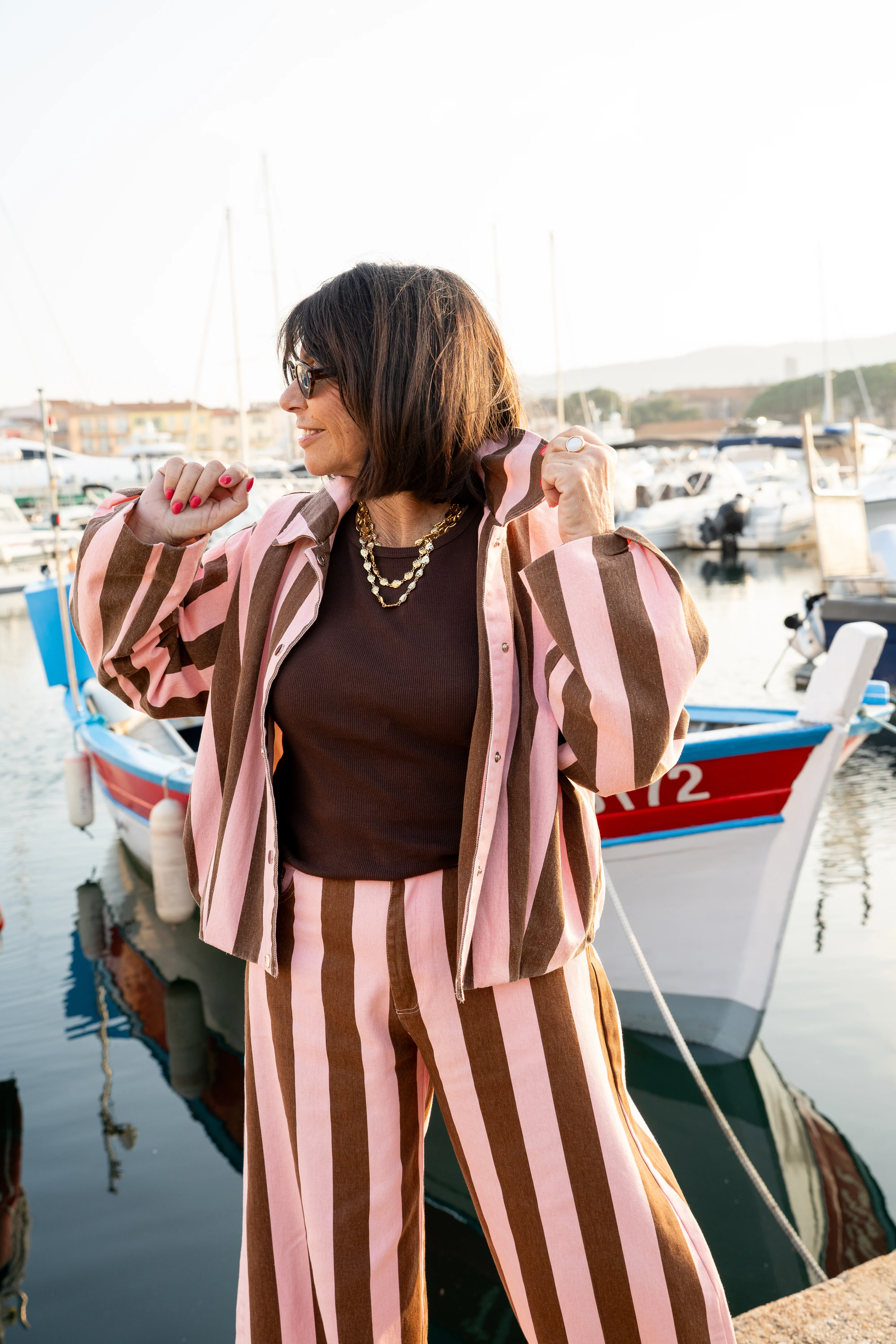 Veste RAYÉE chocolat&rose - Image 5